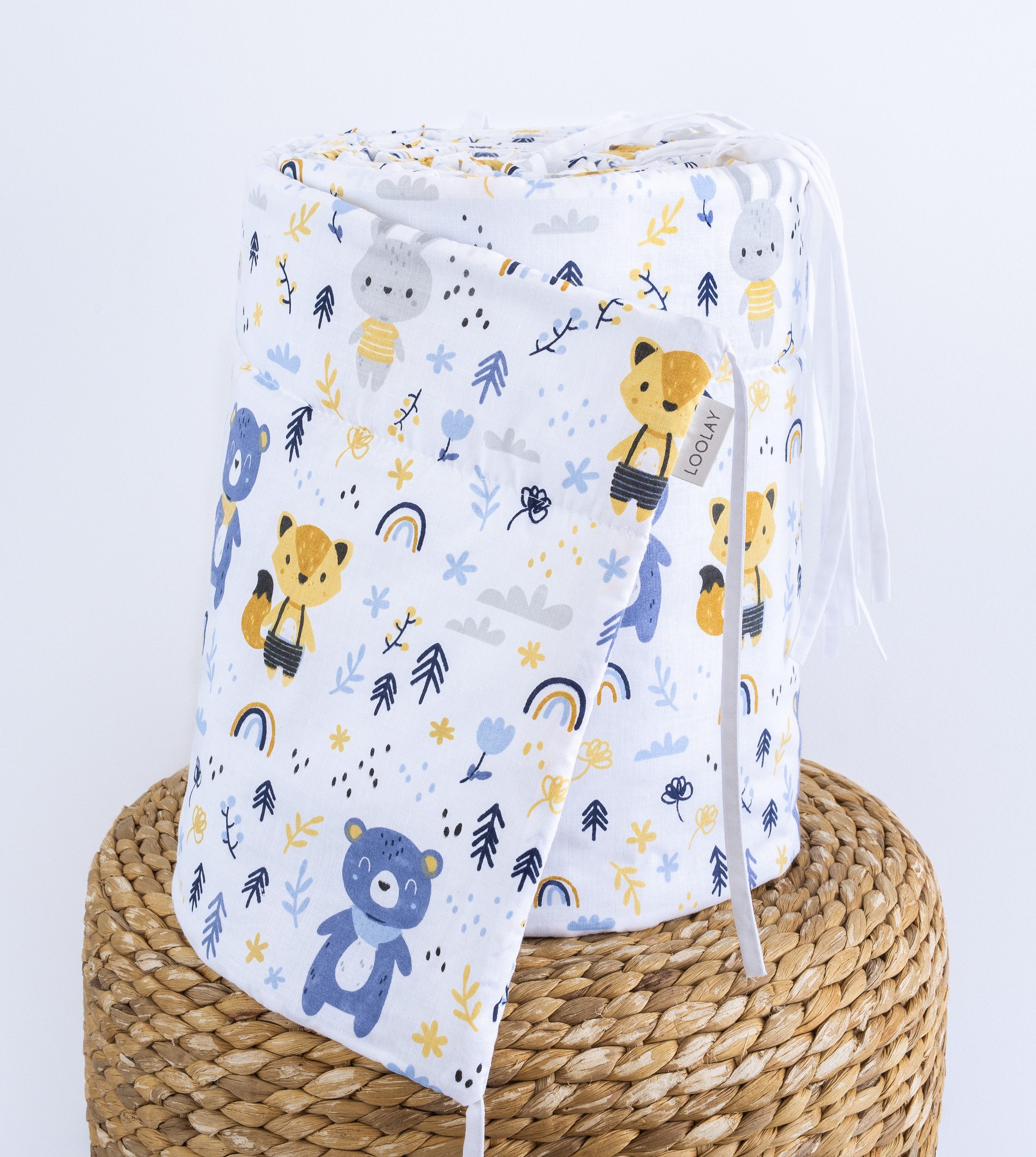 Loolay Bettnestchen WALD Tiere Baumwolle Atmungsaktives Babybett BETTUMRAND günstig online kaufen