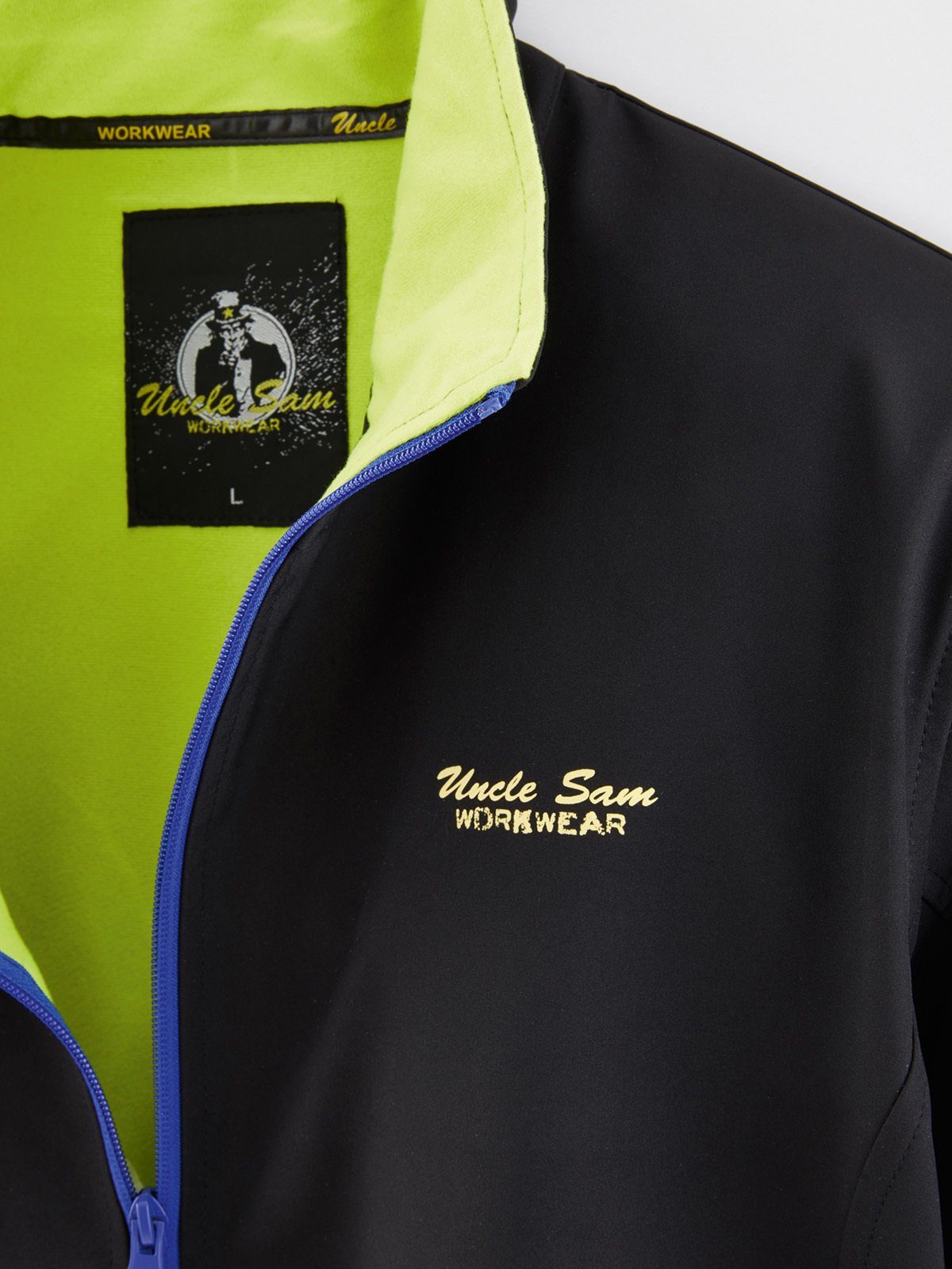 Uncle Sam Arbeitsjacke Softshelljacke schwarz/royal/limette