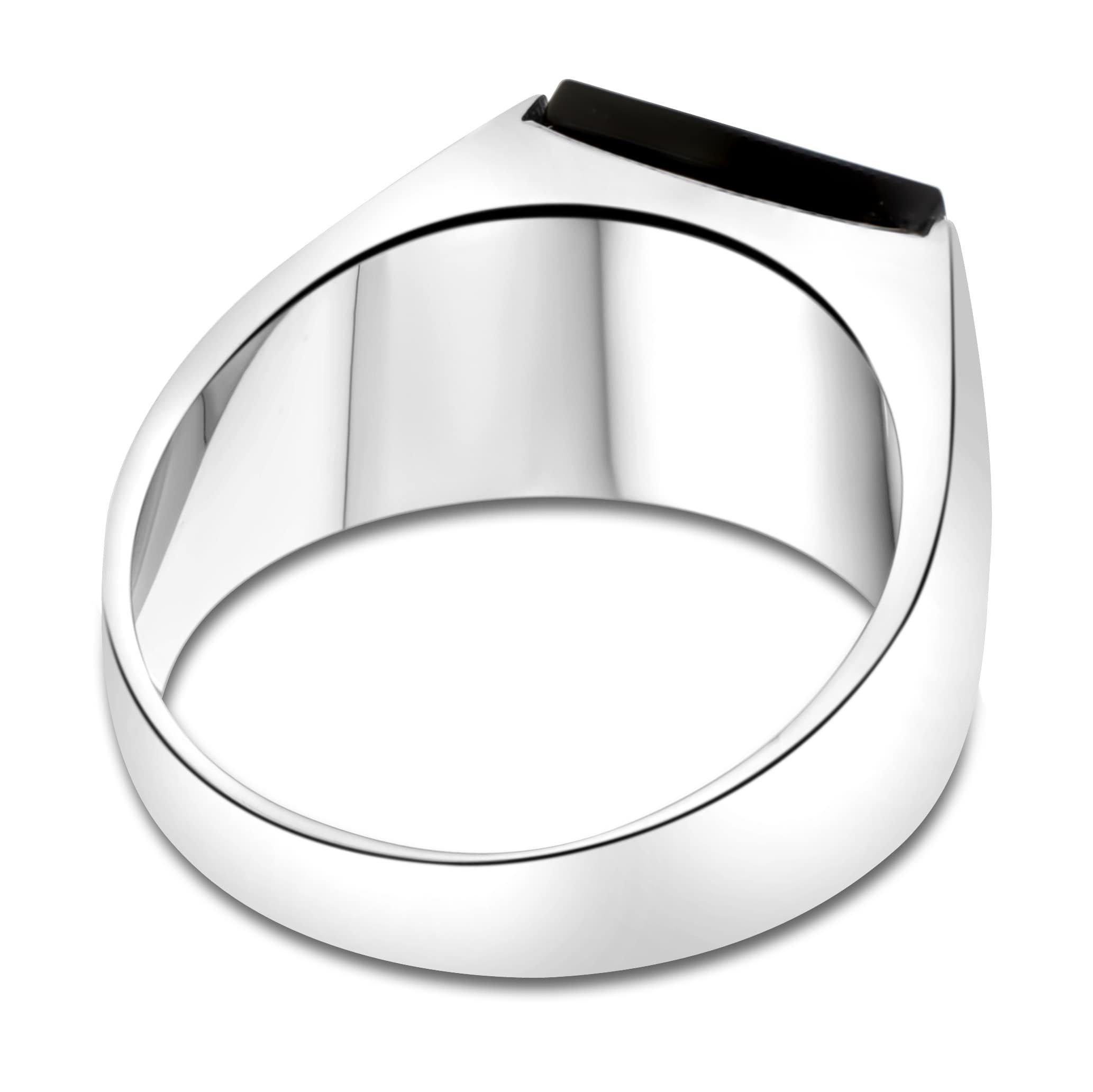 Siegelring Siegelring Onyx 925er Sterling Silber Massiv 64 (20,4 mm), Rhodiniert Made in Italy für Damen und Herren – Bild 5 von 5