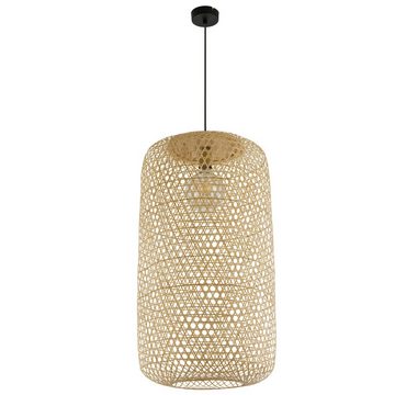 etc-shop Pendelleuchte, Leuchtmittel nicht inklusive, Pendelleuchte Deckenlampe Wohnzimmer im Boho Design Bambus