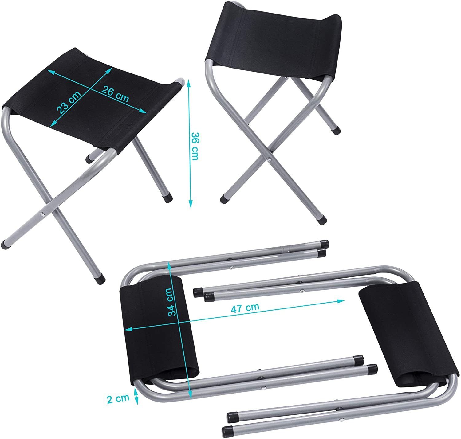 Campingtisch mit Klappbarer Markttisch), Goods+Gadgets Schwarz Stühlen Klapptisch - Campingtisch (Mehrzwecktisch, Multifunktionstisch 4