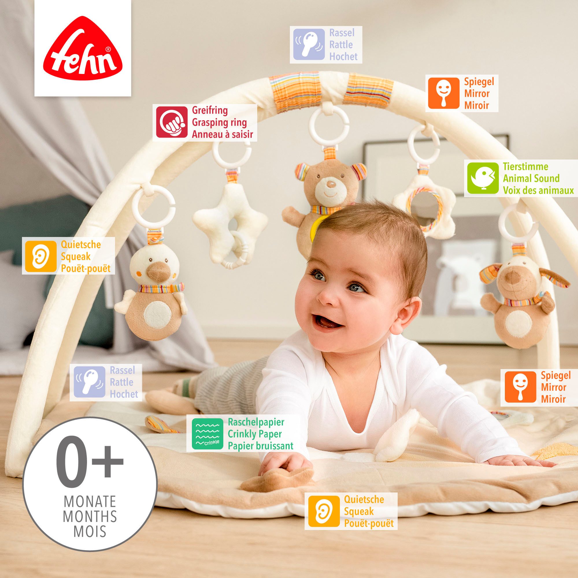 Fehn Spielbogen Rainbow, 3-D-Activity-Decke, mit Krabbeldecke