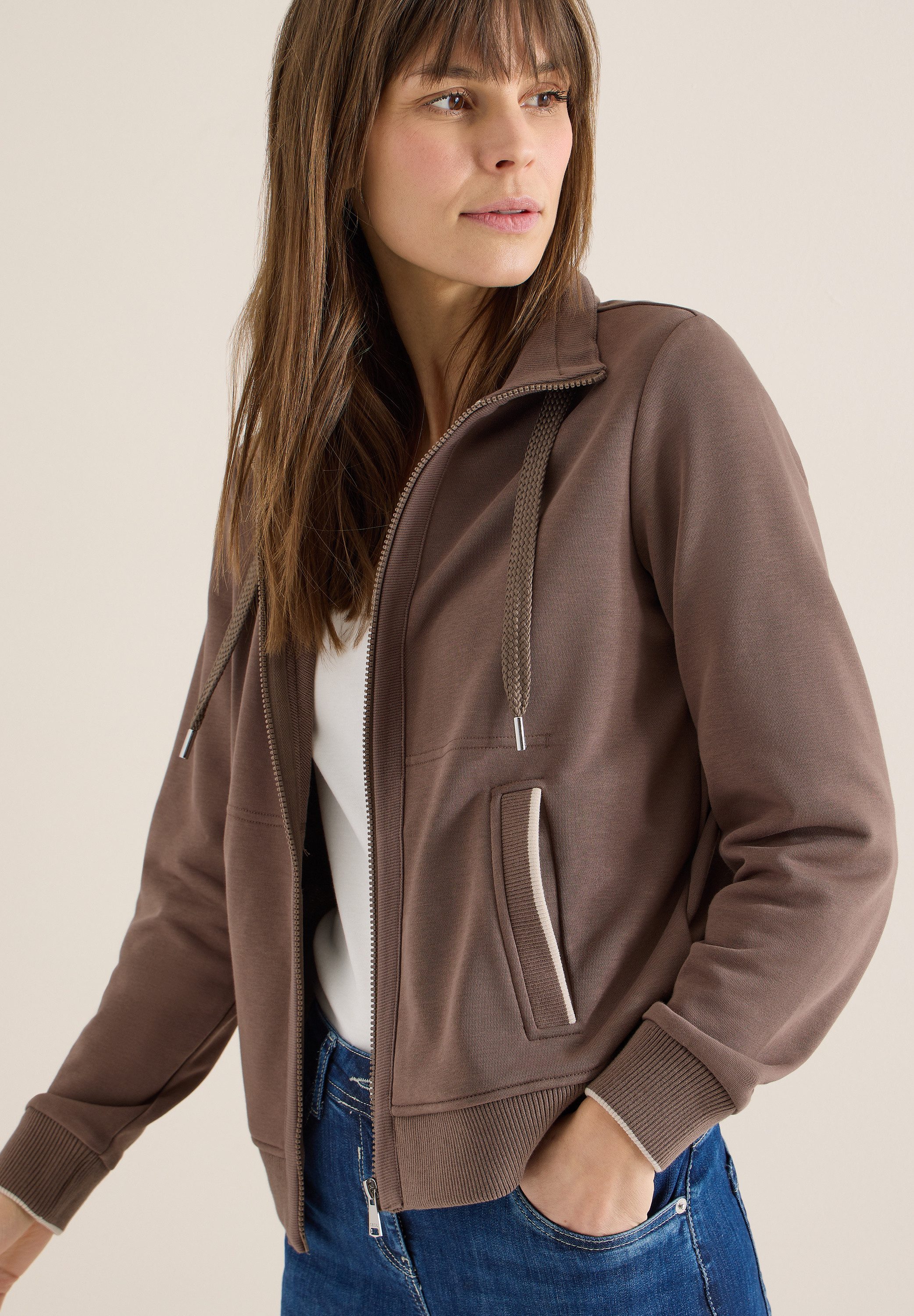 CECIL Sweatjacke mit Stehkragen und Reißverschluss günstig online kaufen