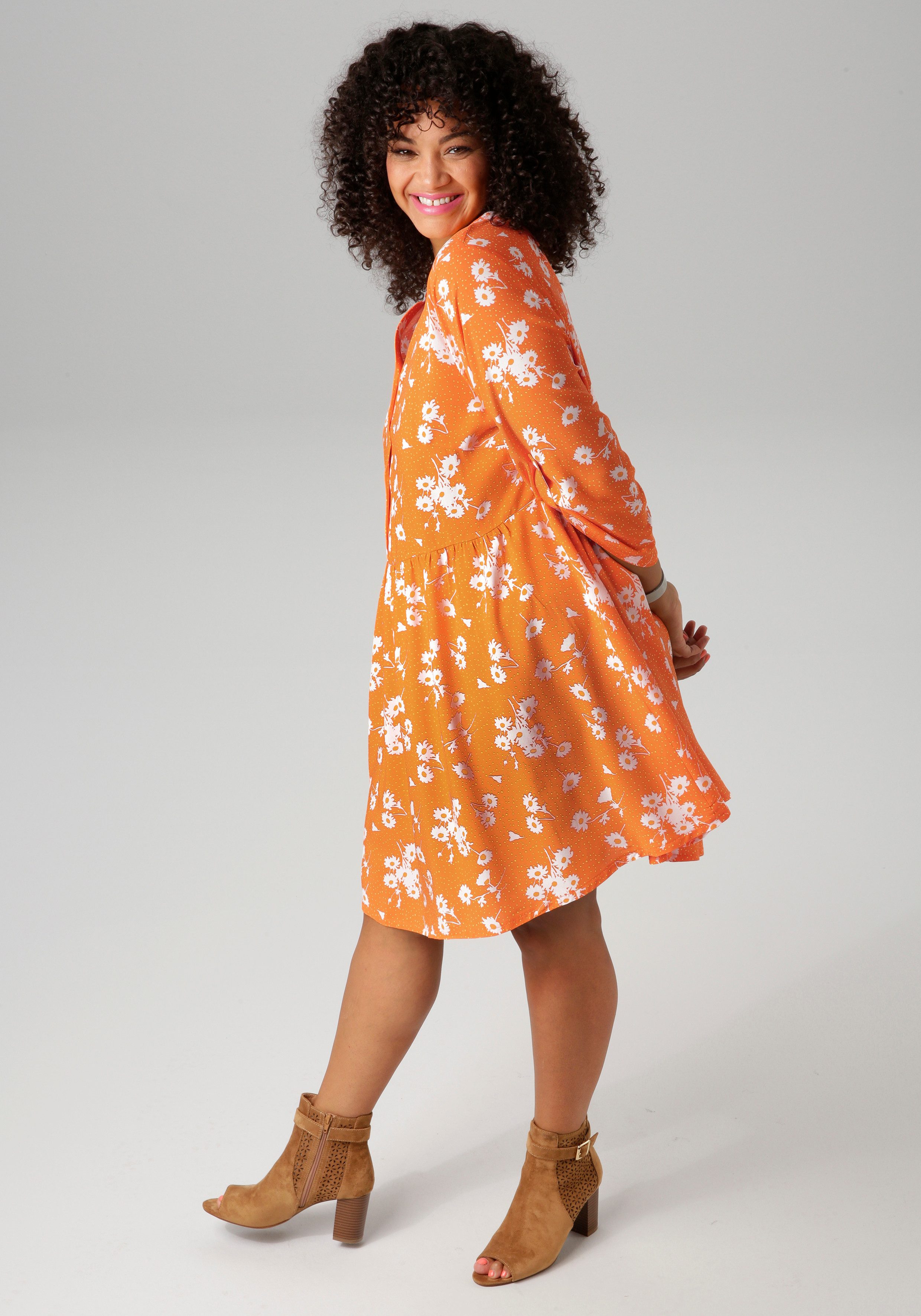 Aniston PLUS Longbluse mit Blumen und kleinen Pünktchen bedruckt günstig online kaufen