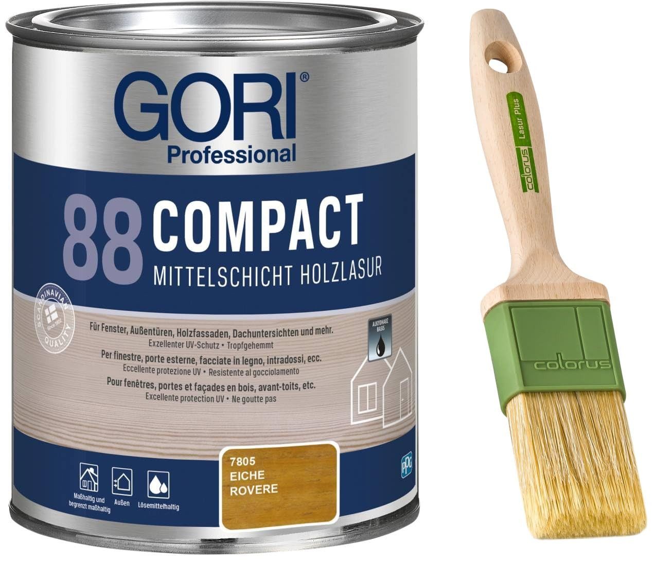 GORI Lasur GORI 88 Compact-Lasur (0,75 Liter), Mittelschicht Gel + Pinsel