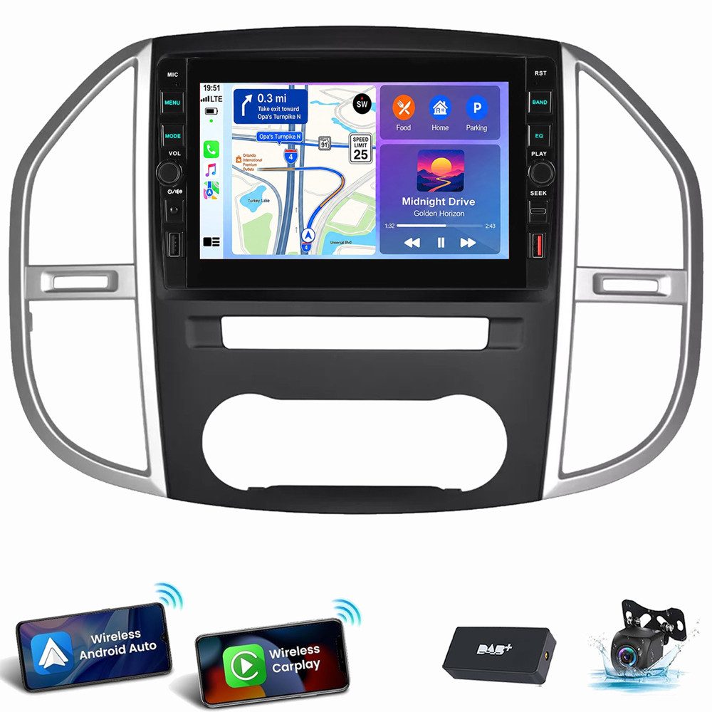 ESSGOO Für Mercedes Benz Vito W447 2014-2023 Android 15 USB Type-C Autoradio (RDS, Digitalradio (DAB), FM, Carplay Android Auto Bluetooth FM AM RDS WIFI GPS Navigationsgerät)