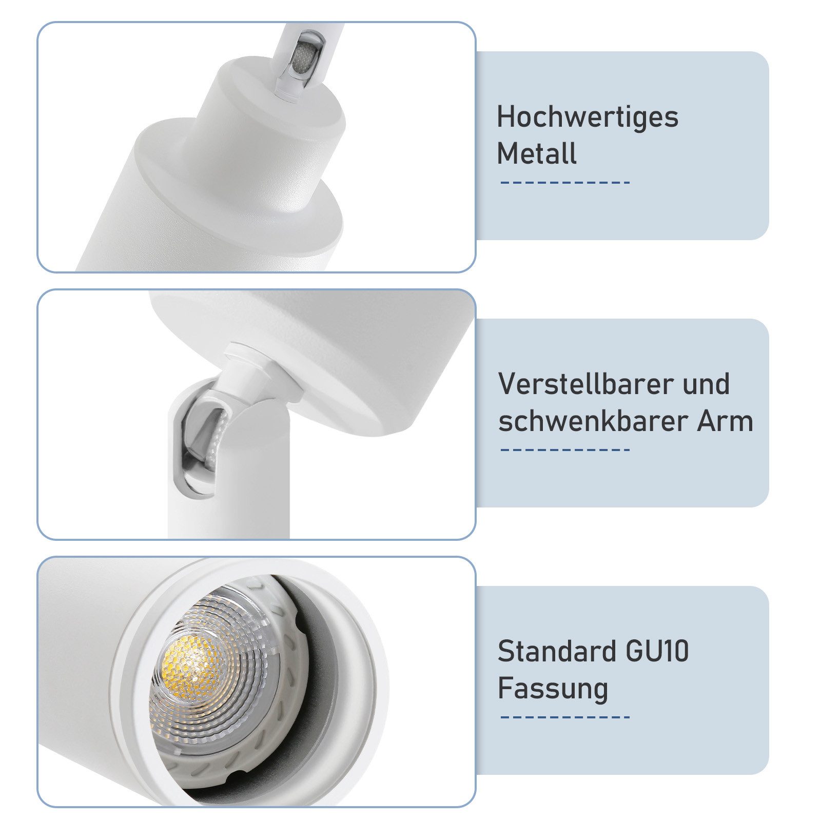 ZMH Deckenstrahler 4 Flammig Schwenkbar Deckenleuchte Küchenlampe für Büro Schlafzimmer, Einfache Installation, ohne Leuchtmittel, GU10 Drehbar 180° Deckenlampe Strahler für Büro Schlafzimmer