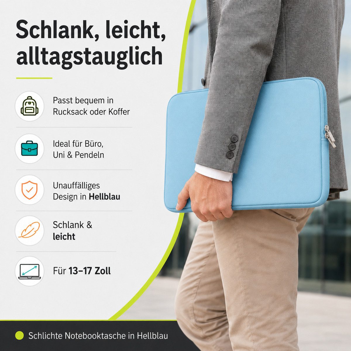 König Design Laptoptasche Universal Notebooktasche 13 Zoll Sleeve Tasche Hülle Laptop Case Cover, weiches Innenfutter zum Schutz vor Kratzern