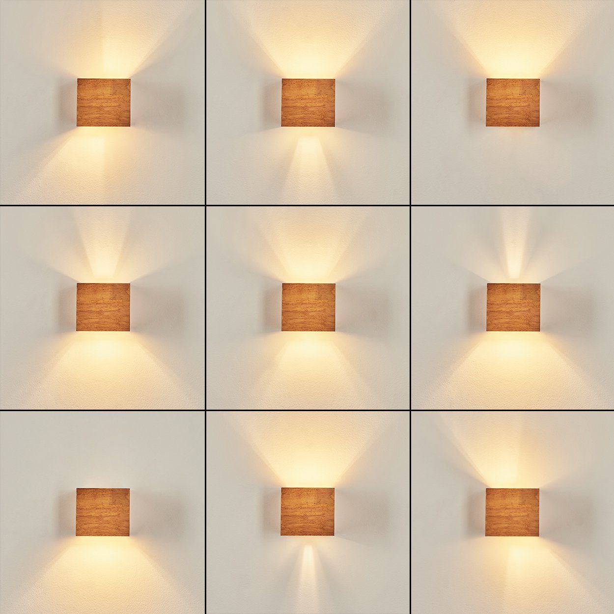 hofstein Wandleuchte »Vaccina« moderne Wandlampe aus Holz/Metall in Natur/Weiß, ohne Leuchtmittel, mit verschiedenen Lichteffekten, Up & Down Leuchte, G9 max.