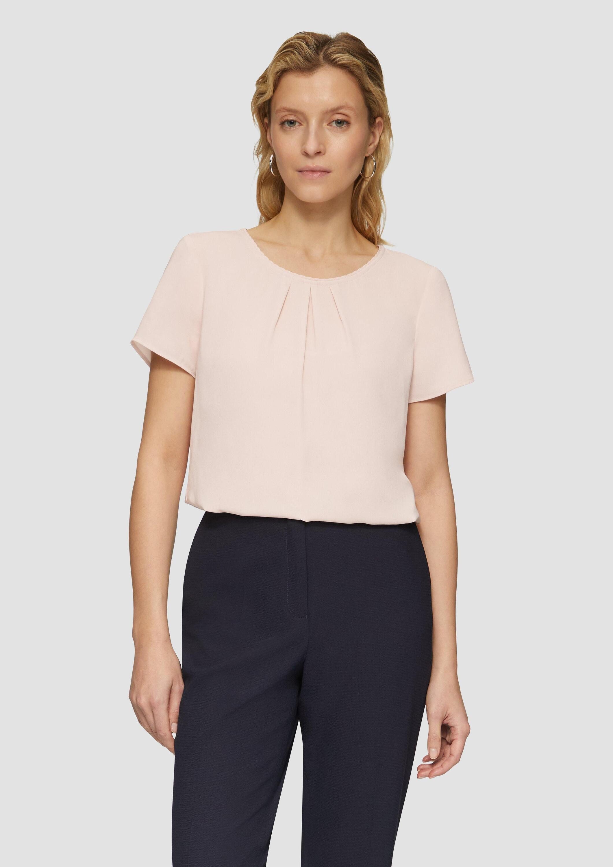 s.Oliver Kurzarmbluse Bluse Kurzarmbluse aus Crêpe mit Schmuckkante günstig online kaufen