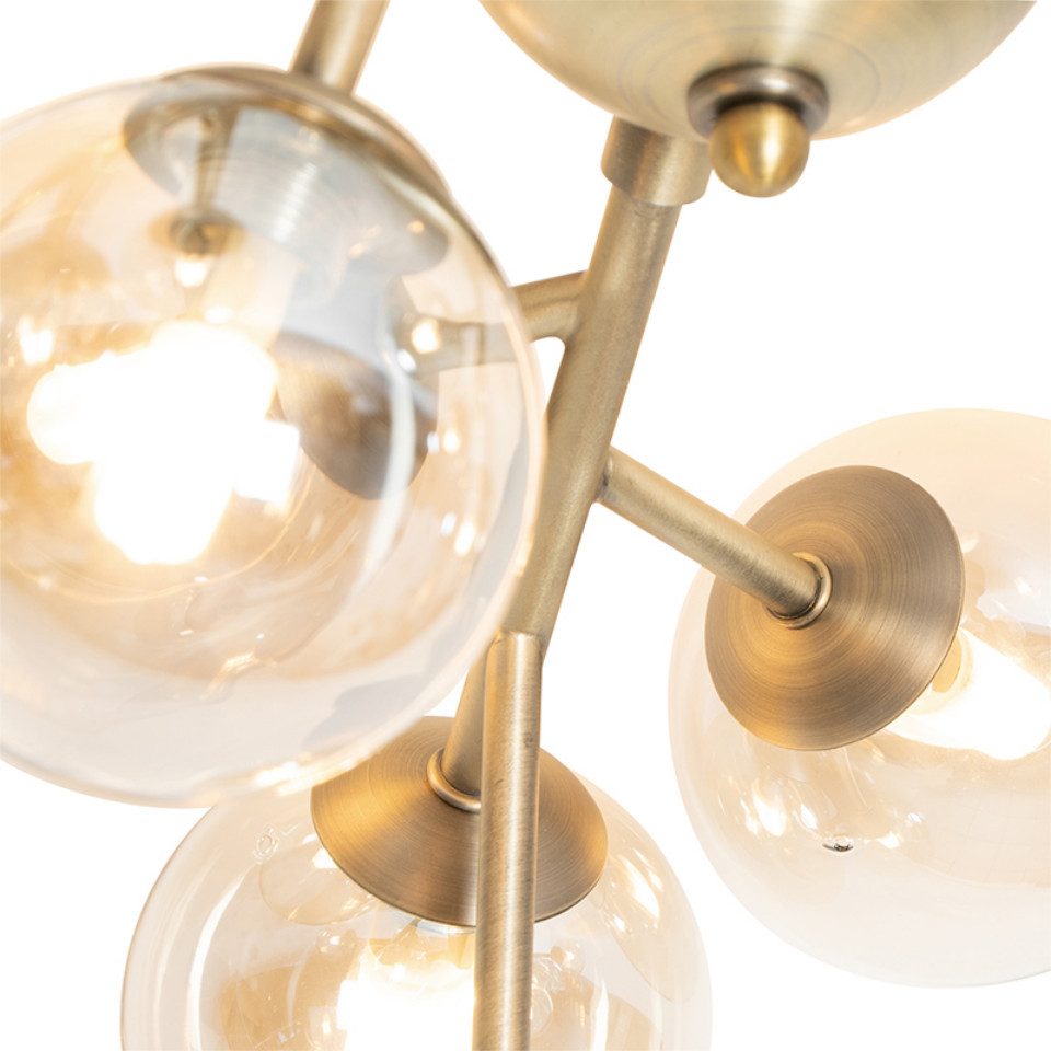 Qazqa Deckenleuchte Bianca, ohne Leuchtmittel, G9, Bronze, Art Deco, Glas, günstig online kaufen