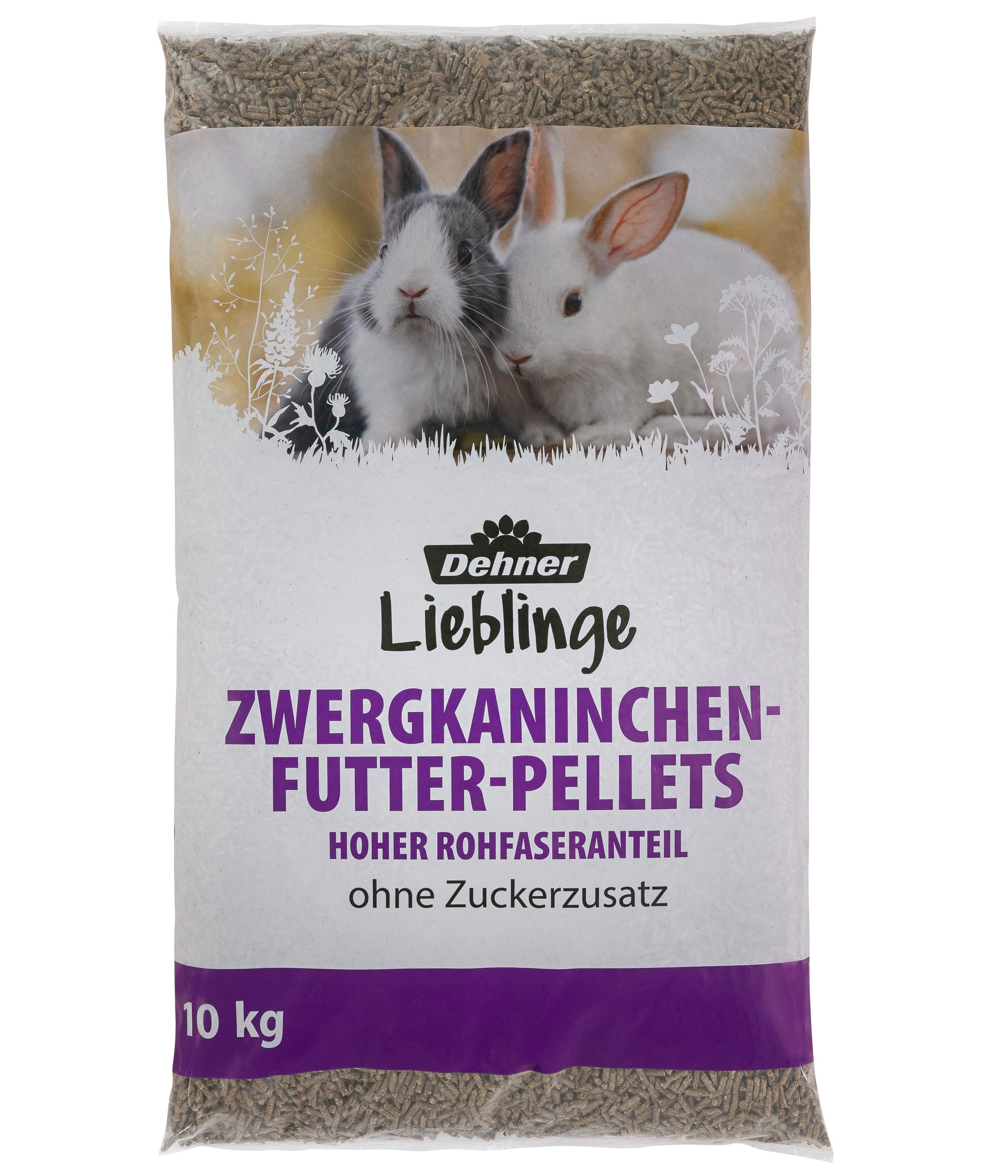 Dehner Lieblinge Zwergkaninchenfutter Pellets, 10 kg, ohne Zuckerzusatz, 10000g, hochwertiges Hasenfutter, hoher Rohfaseranteil
