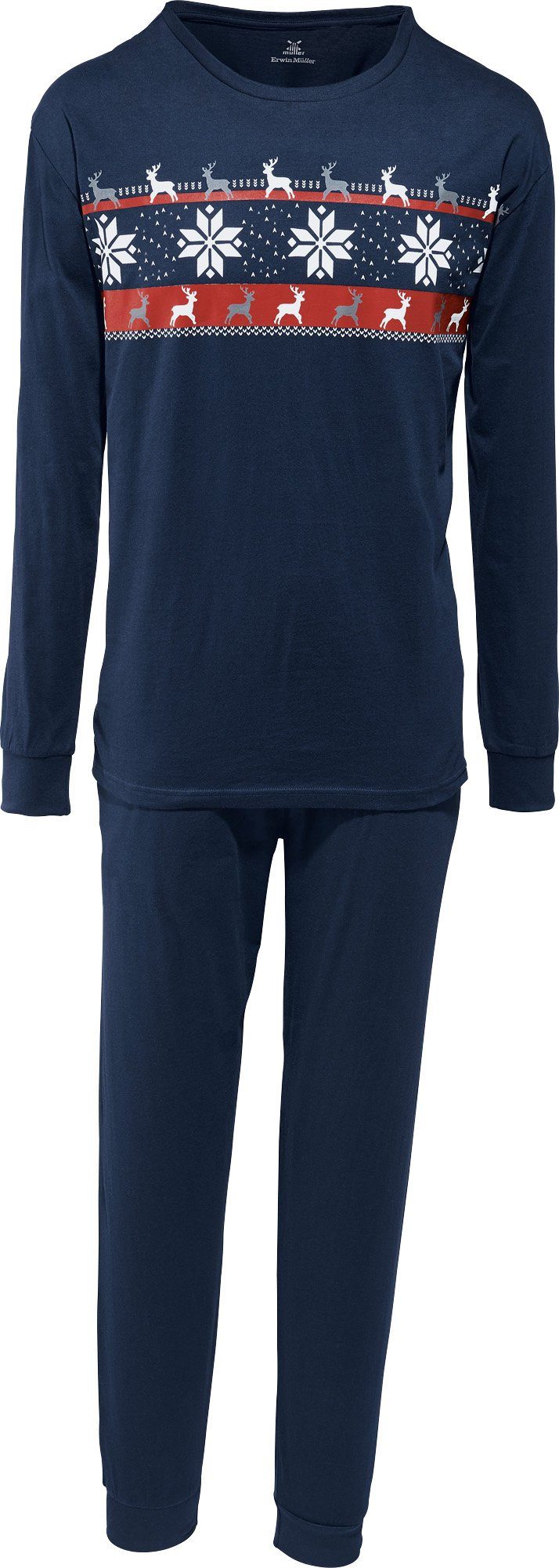 Erwin Müller Pyjama Herren-Schlafanzug Single-Jersey gemustert günstig online kaufen