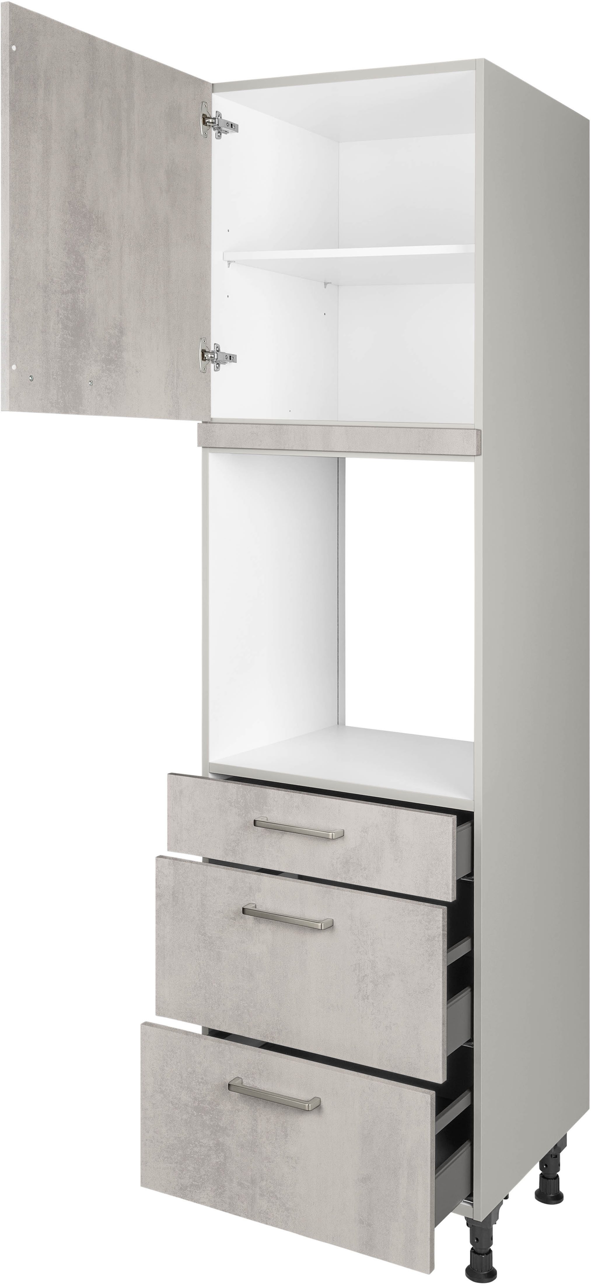 nobilia® Backofenumbauschrank "Riva", Ausrichtung wählbar, mit Schublade und zwei Auszügen und einer Tür, vormontiert, Breite/Höhe: 60/216,6 cm