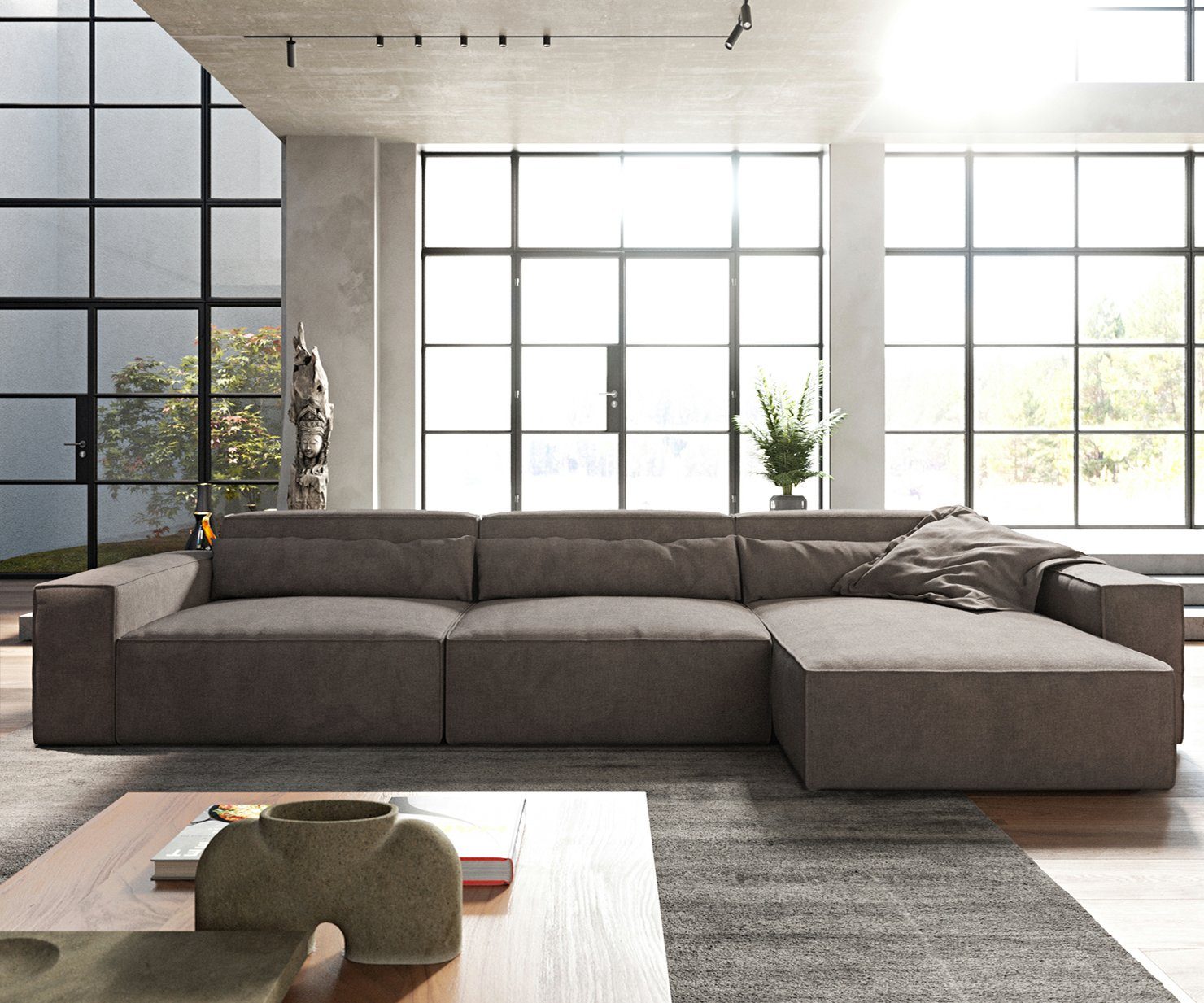 DELIFE Ecksofa Sirpio, XL Mikrofaser Khakibraun günstig online kaufen