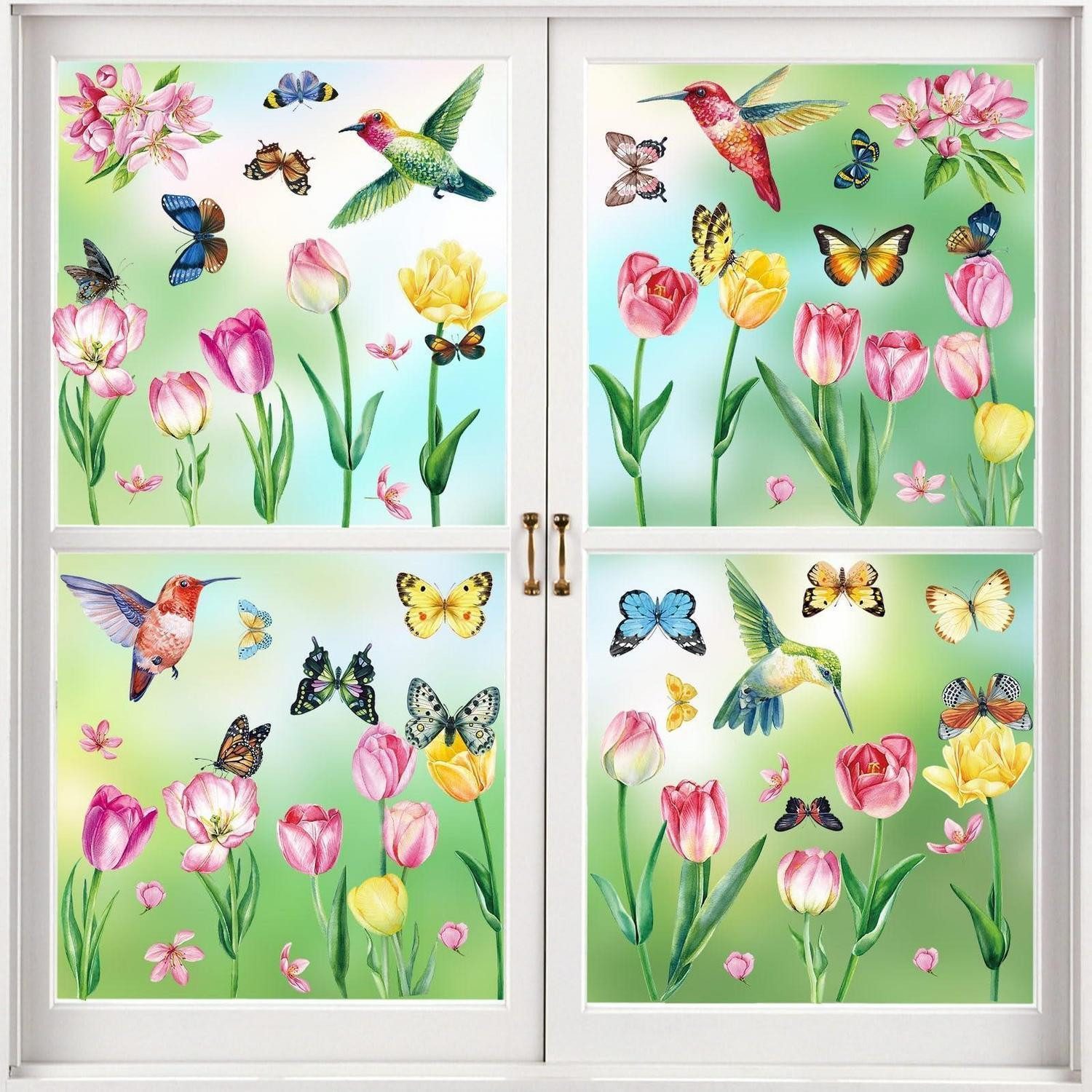 LuxusKollektion Fensterbild Fensterbilder Frühling 9 Bögen Schmetterling Kolibri