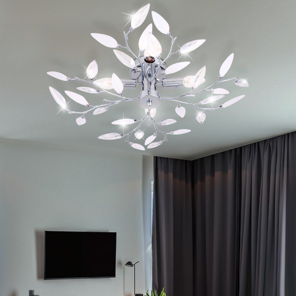 Decke inklusive, etc-shop Deckenlampe Blätter Deckenleuchte, nicht Leuchtmittel Kristalle Wohnzimmerlampe