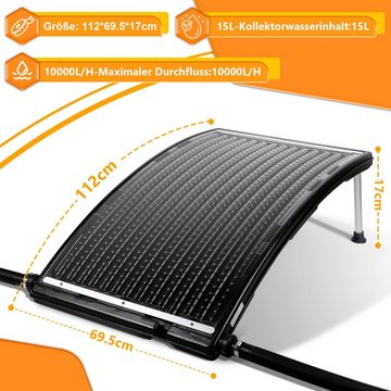 Bettizia Pool-Wärmepumpe solarheizung 10000 L/h Höhenverstellbar Solar Poolheizung Schwarz