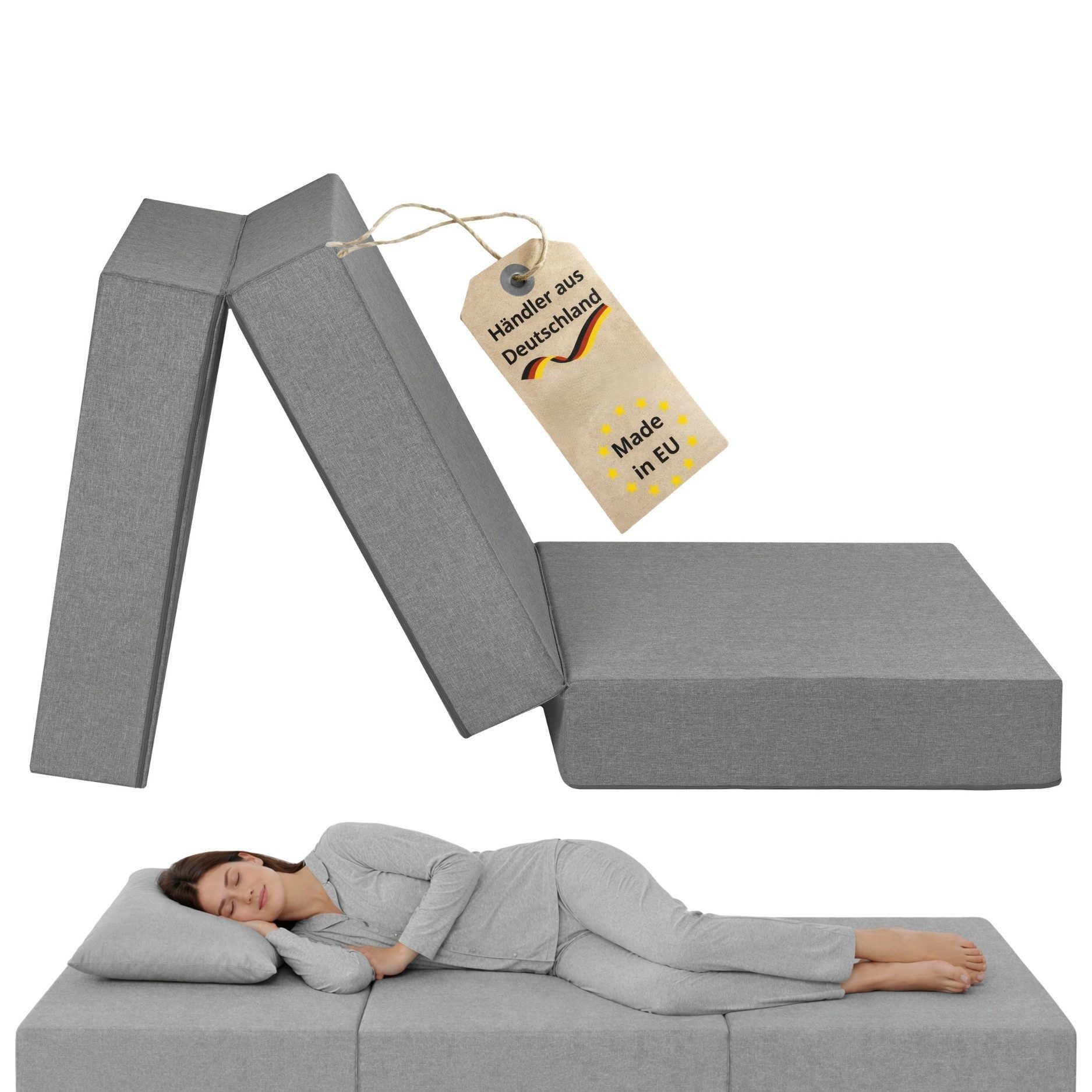 Klappmatratze 3-teilige Faltmatratze, sleepling, 15 cm hoch, hohe Formstabilität, Gästematratze, Made in EU