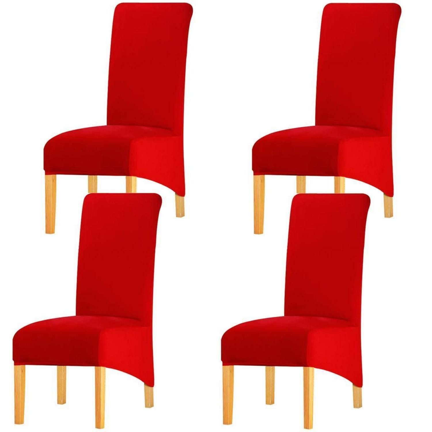 LuxusKollektion Stuhlhusse Stuhlhussen XL Spandex hohe Rückseite Esszimmer Hotel Set 4 Rot 4 Pack