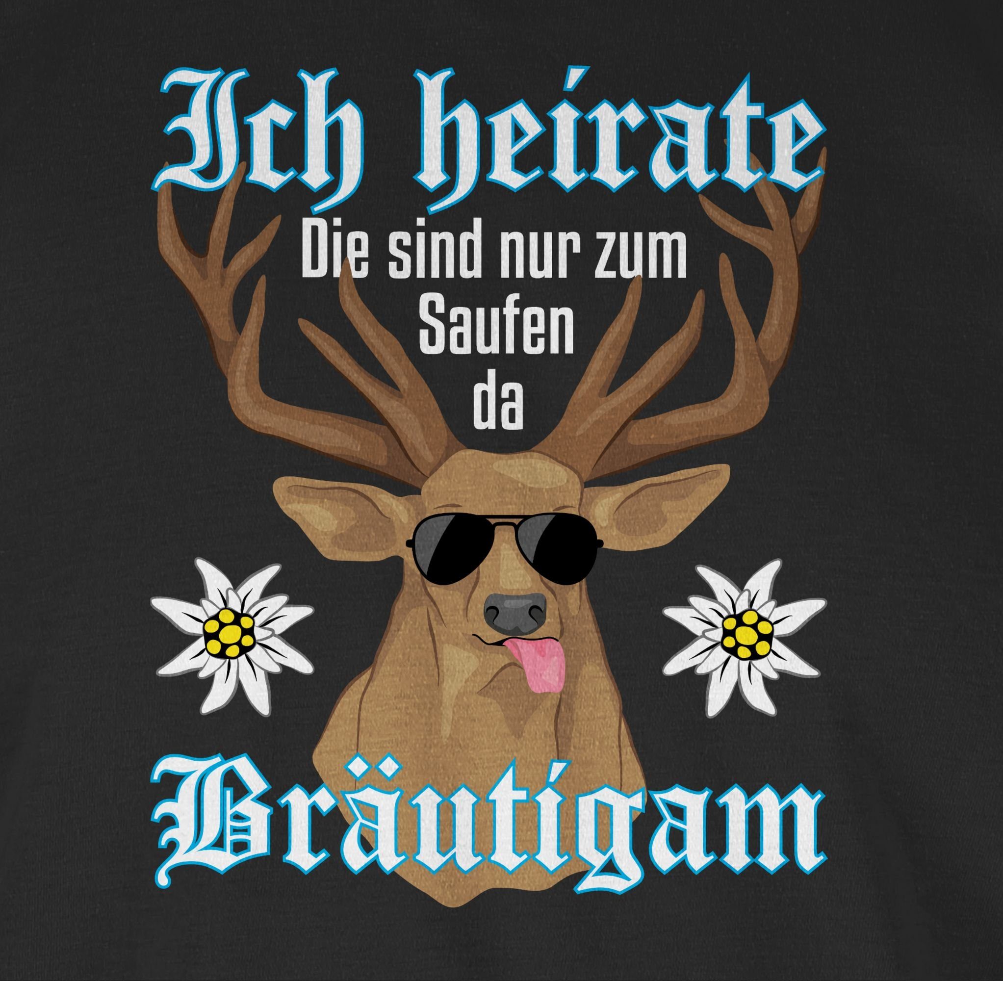 Shirtracer T-Shirt Männer weiß Hirsch 01 JGA - Bräutigam Schwarz