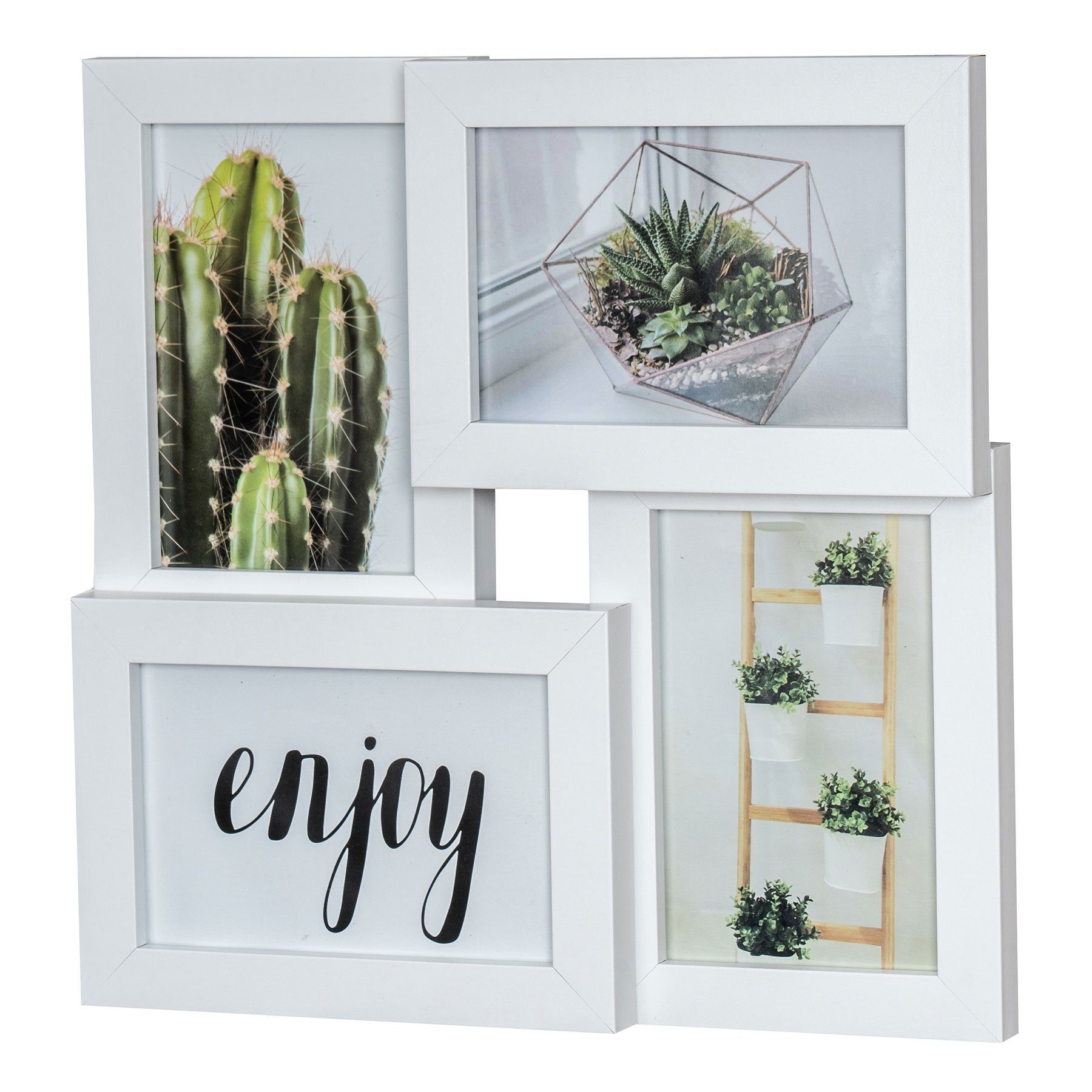 Levandeo® Bilderrahmen Collage, Bilderrahmen 30x30cm Weiß Holz 4 Fotos 10x1 günstig online kaufen