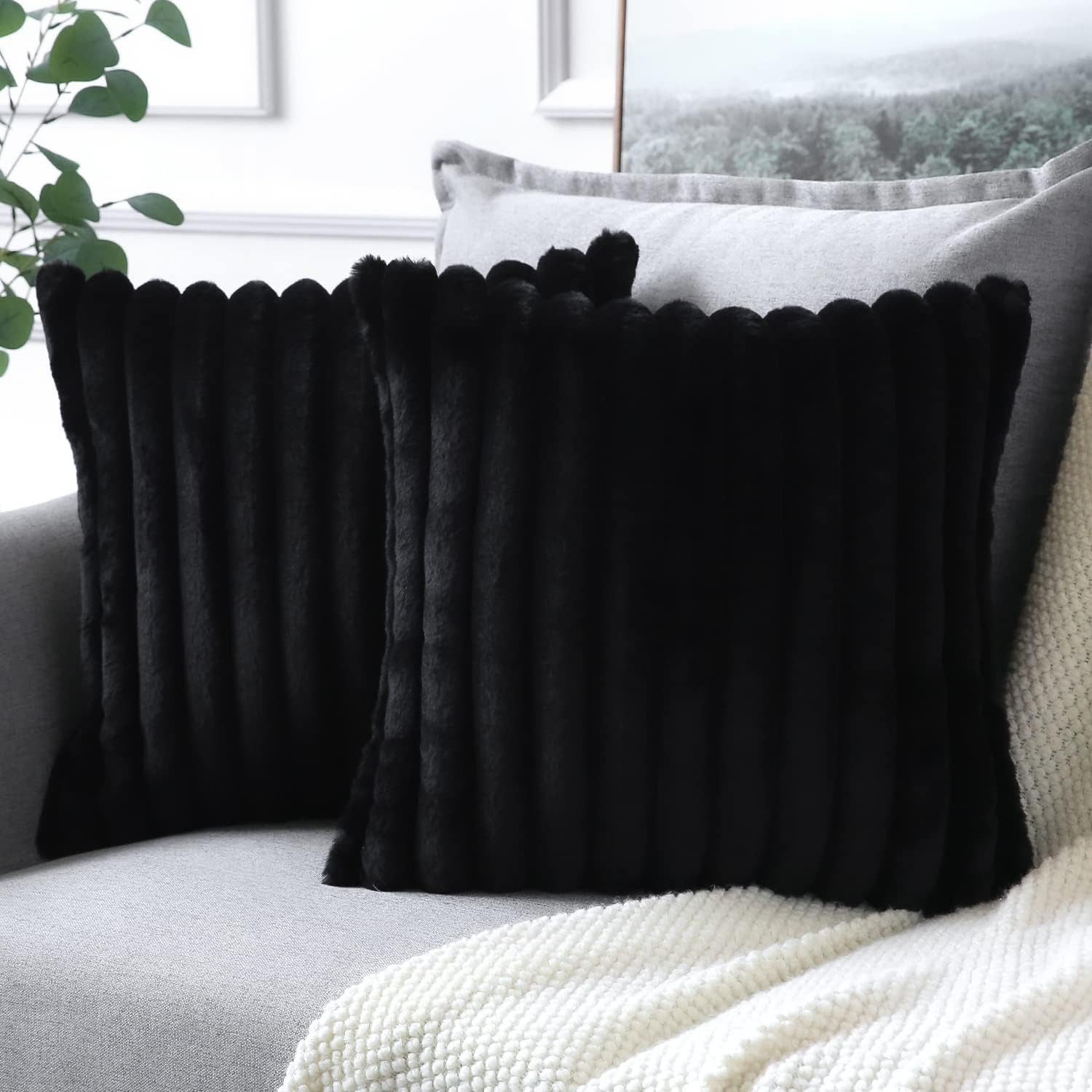 OKWISH Kissenbezüge 2er Set Flauschig Plüsch Deko Dekokissen Sofakissen Zierkissenbezüge, (2 Stück), 50x50 cm Sofakissen Couchkissen Bezug Sofa Schlafzimmer Reißverschluss