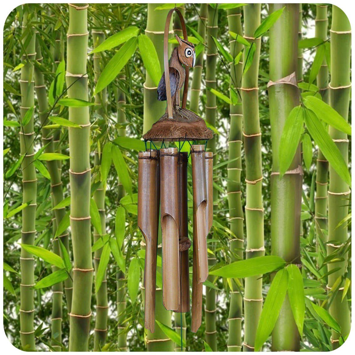 SIMANDRA Hängedekoration Windspiel Eule, Aus Holz und Bambus Klangspiel günstig online kaufen