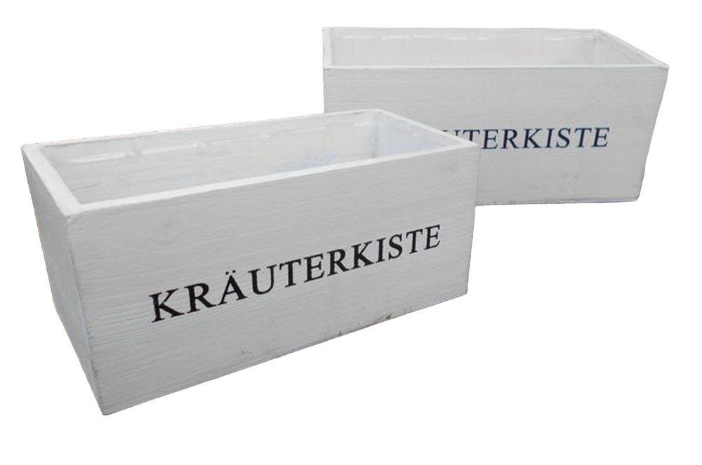 Deko-Impression Kräutertopf Kräuterkiste 2er Set Blumentöpfe Pflanzkisten Holz weiss 27 + 22 cm (2 St)