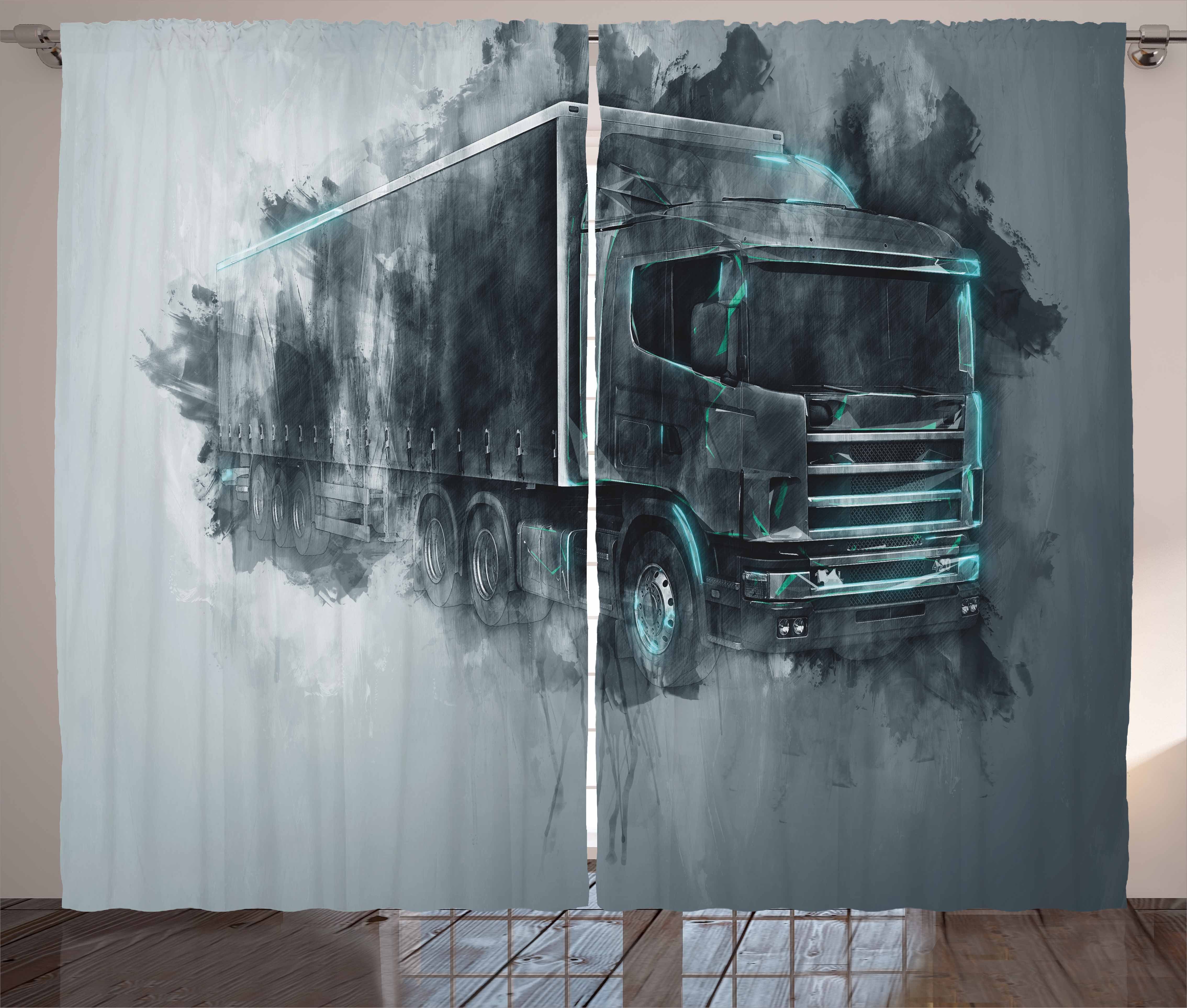 Vorhang Schlaufen Schlafzimmer Delivery Cargo Kräuselband Gardine LKW mit Abakuhaus, und Haken, Theme