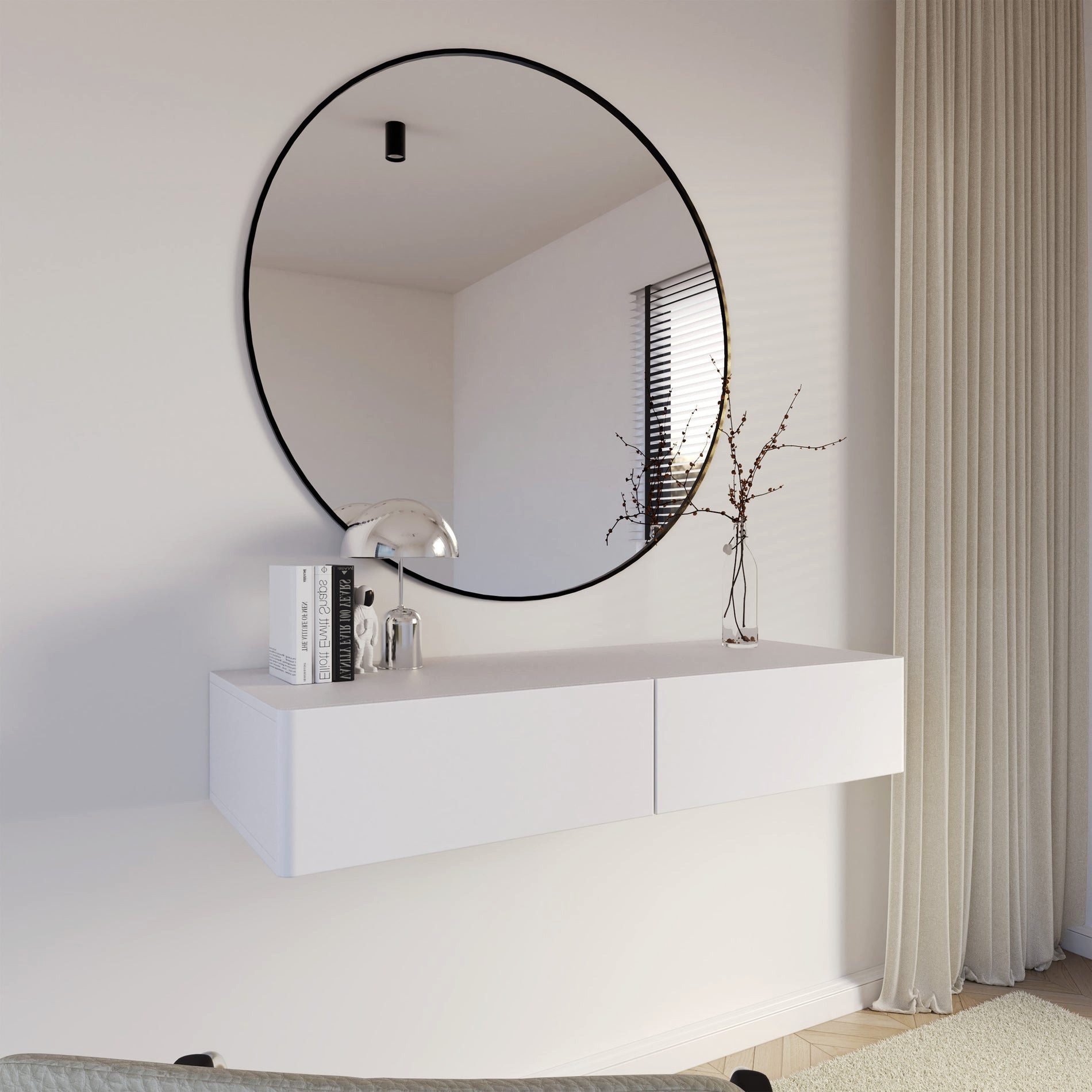 Selsey Schminktisch OLIO, Wandhängender Schminktisch mit 2 Schubladen, 110 cm breit