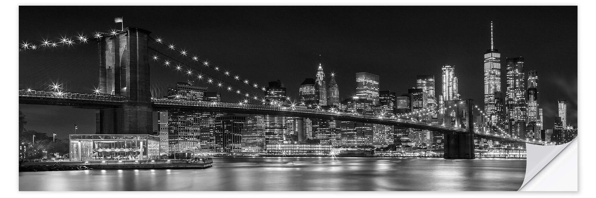 Posterlounge Wandbild New York City Night Skyline, Melanie Viola, erhältlich als Poster, Leinwandbild, Wandsticker oder Acrylglasbild