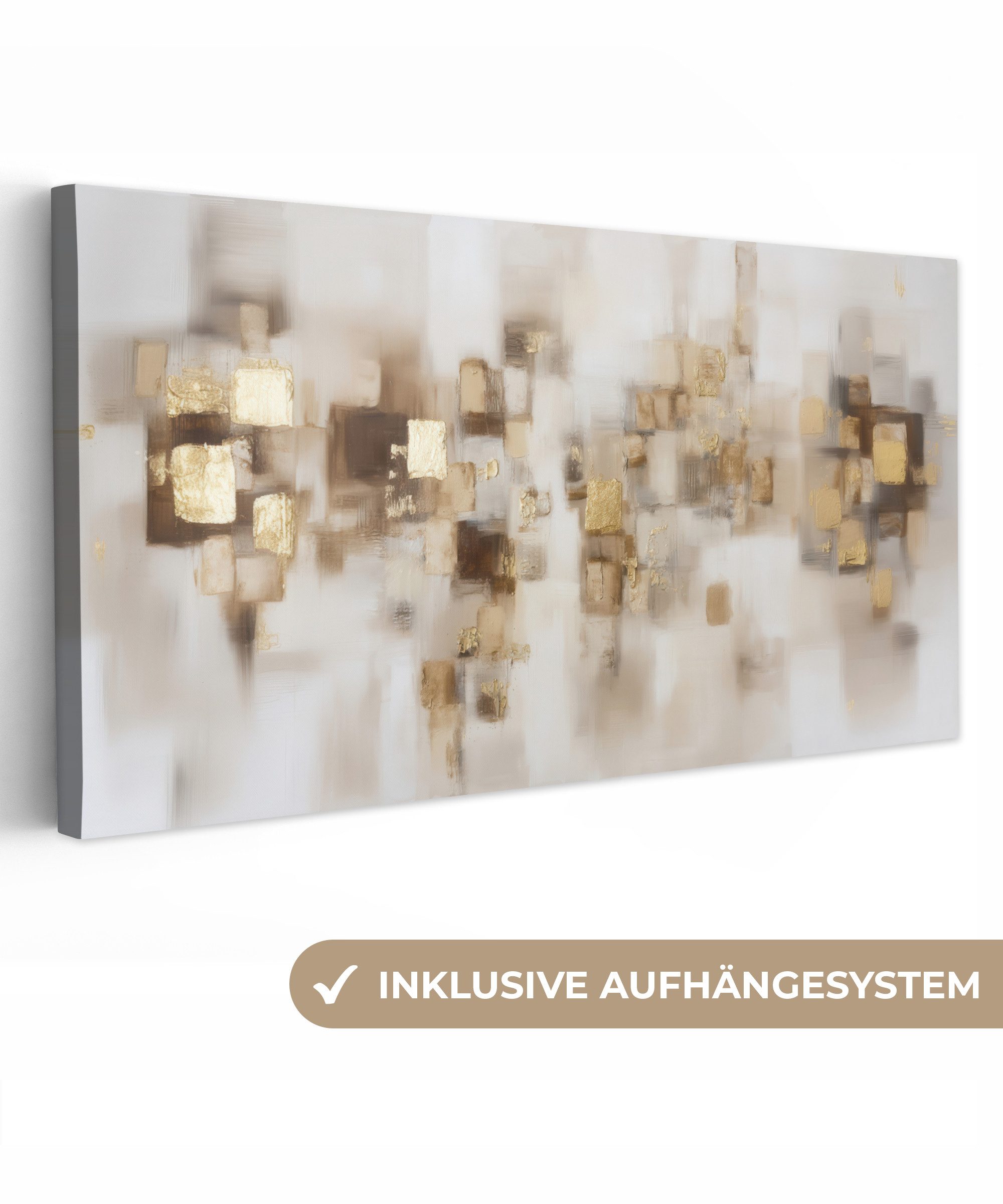 OneMillionCanvasses® Leinwandbild Panorama Abstrakte Quadrate - günstig online kaufen