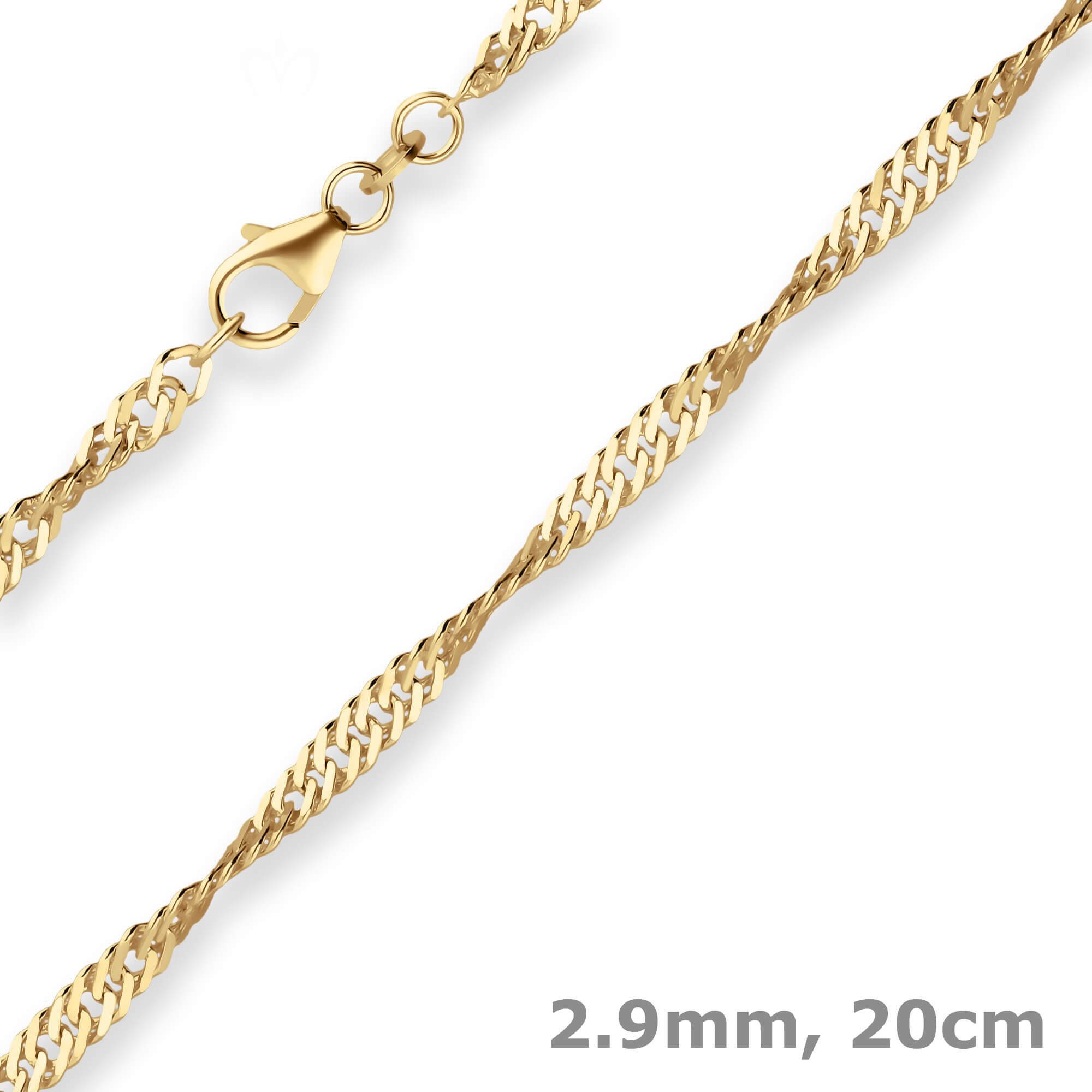 Goldarmband 2,9mm Armband Singapurkette aus 585 Gelbgold 20cm