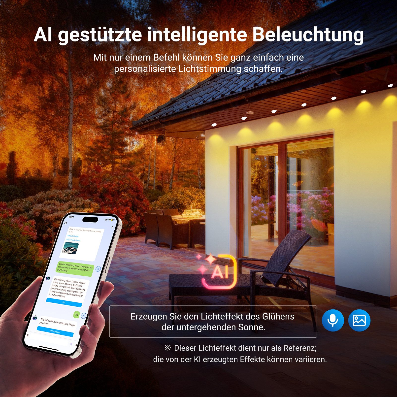 Neewer LED-Lichterkette NR02 15m/30m/45m/60m RGBCW Außenbeleuchtung für die Hausdekoration, intelligente AI App Steuerung, IP65 wasserdicht, mit Alexa