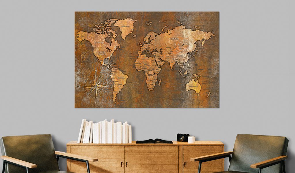 Artgeist Pinnwand Rusty World Map] [Cork