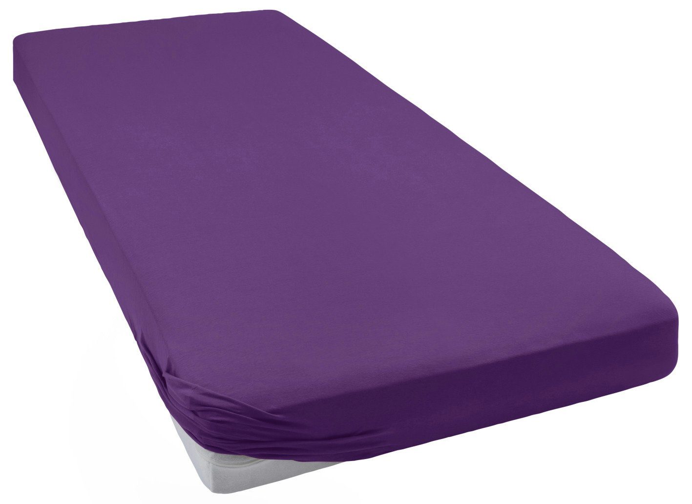 Spannbettlaken Jersey-Elasthan deluxe, bellana, Jersey-Elasthan, und für Boxspringbetten rundum, violett Wasserbetten Gummizug: Stück), Standardmatratzen, (1