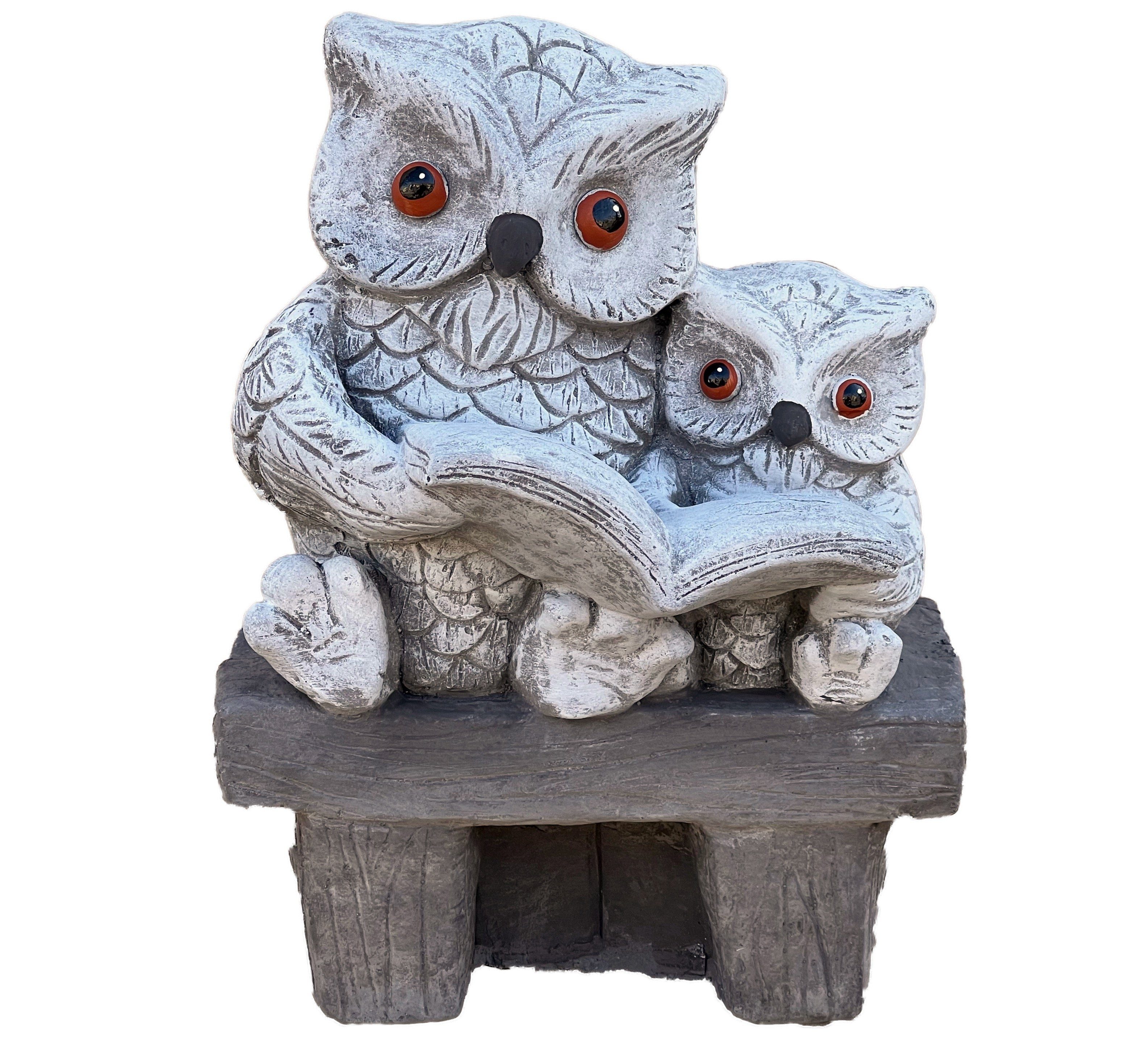 Stone and Style Gartenfigur Steinfigur Lese Eulchen Eulen Eule