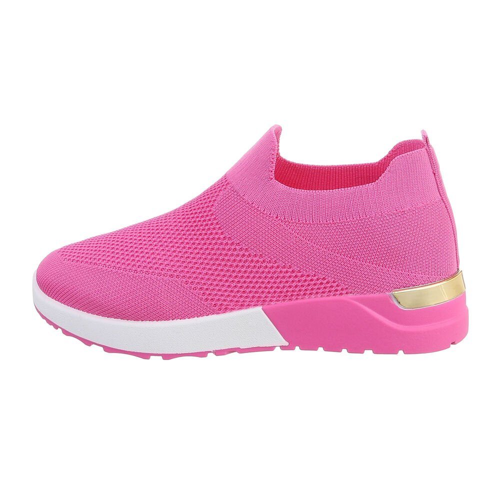 Ital-Design Damen Low-Top Freizeit Sneaker Flach Sneakers Low in Pink