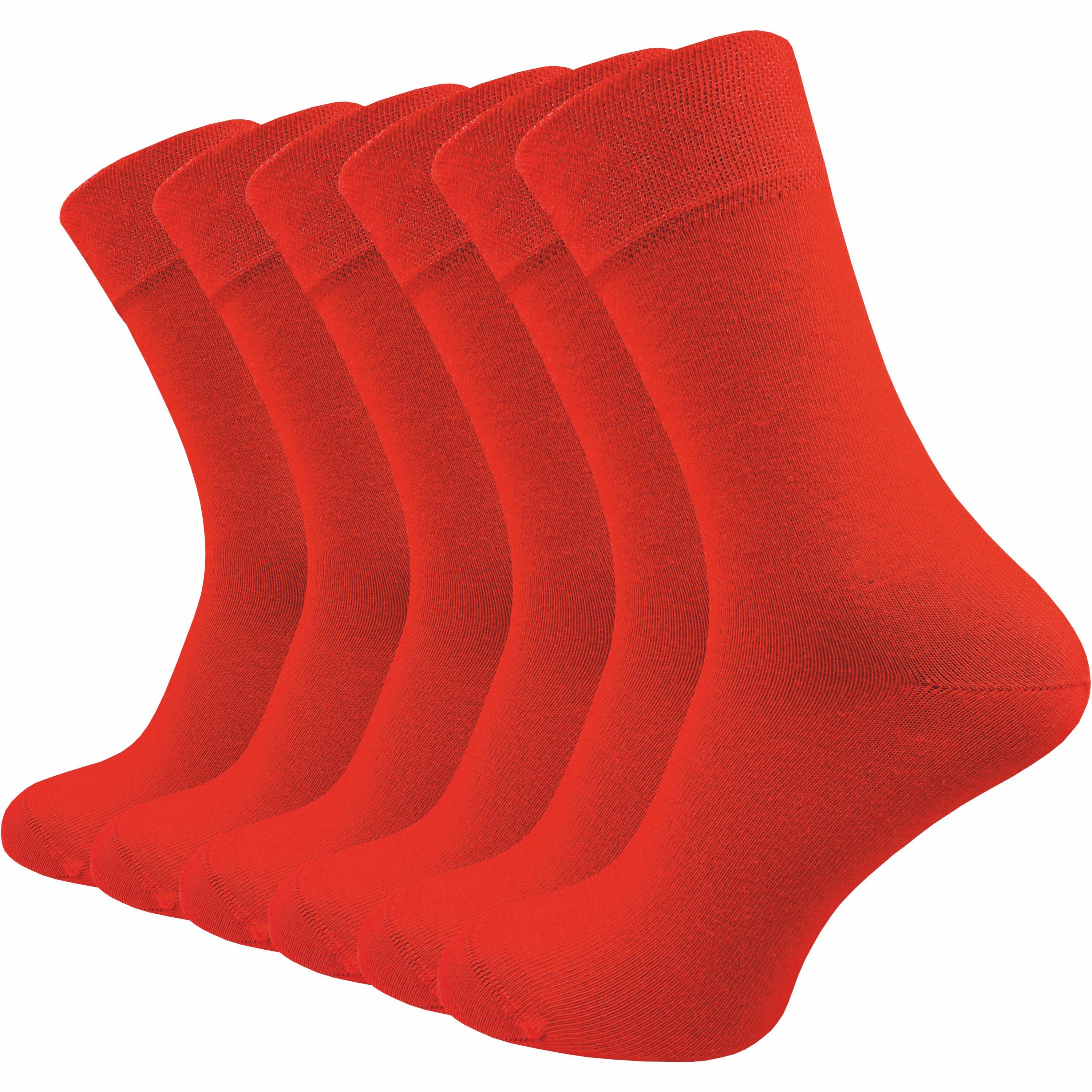 GAWILO Socken für Damen & Herren - Premium Komfortbund ohne drückende Naht (6 Paar) schwarz, grau & blau - aus hochwertiger, doppelt gekämmter Baumwolle rot