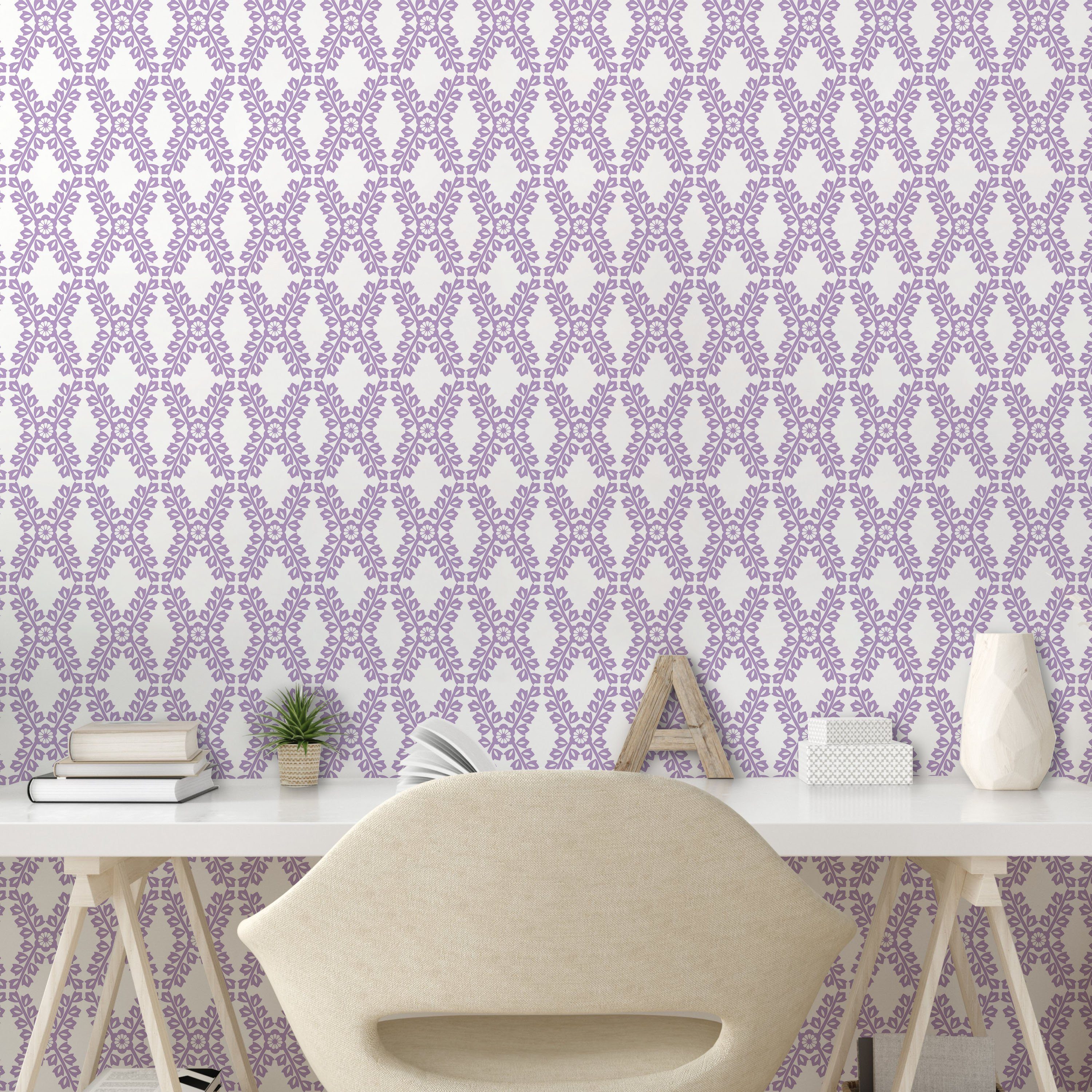 Abakuhaus Vinyltapete selbstklebendes Blumenniederlassung Küchenakzent, Wohnzimmer Pastellfarbig Lila