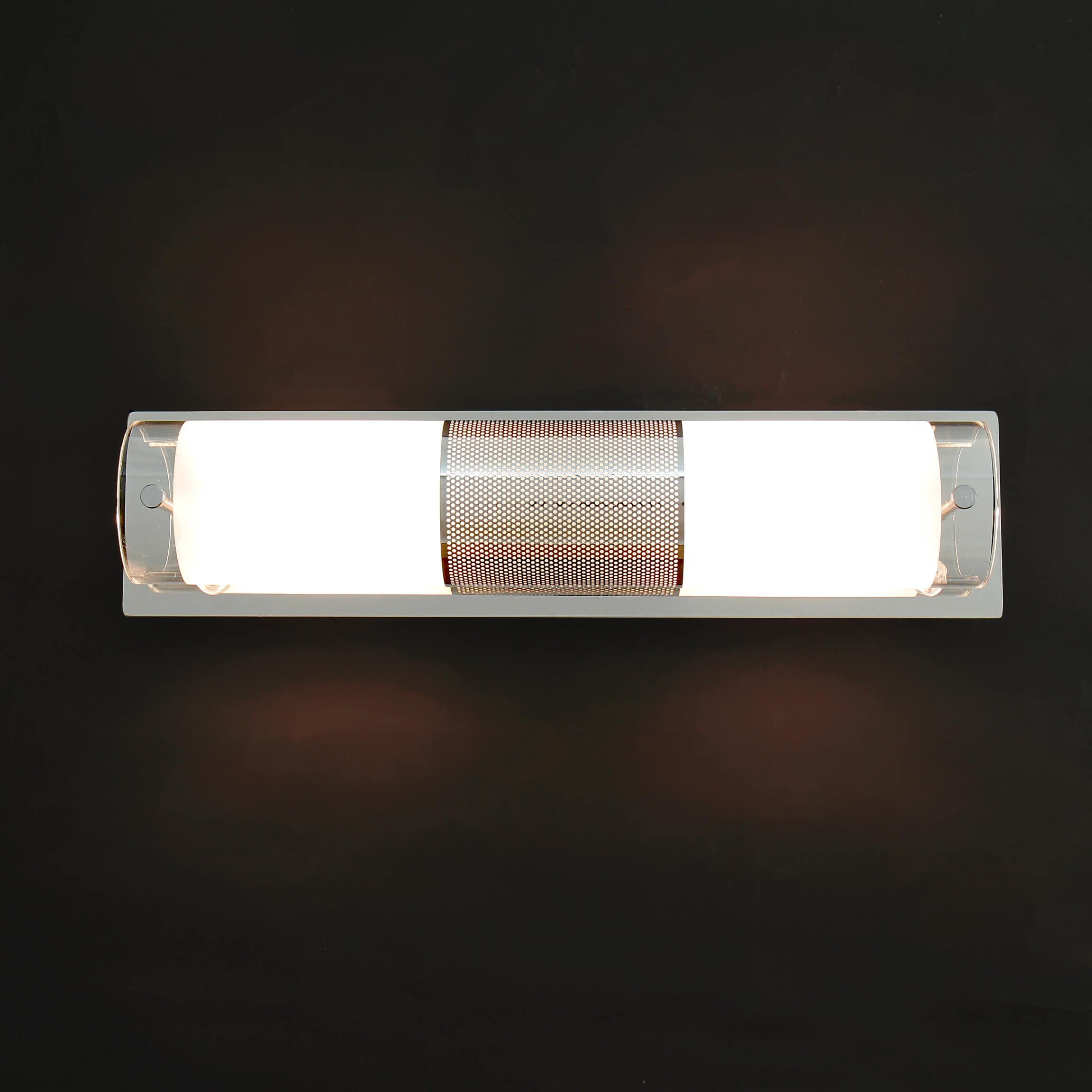 Licht-Erlebnisse Wandleuchte PERIO, ohne E14 Badlampe Glas Wandlampe blendarm 2x Metall Badezimmer Leuchtmittel