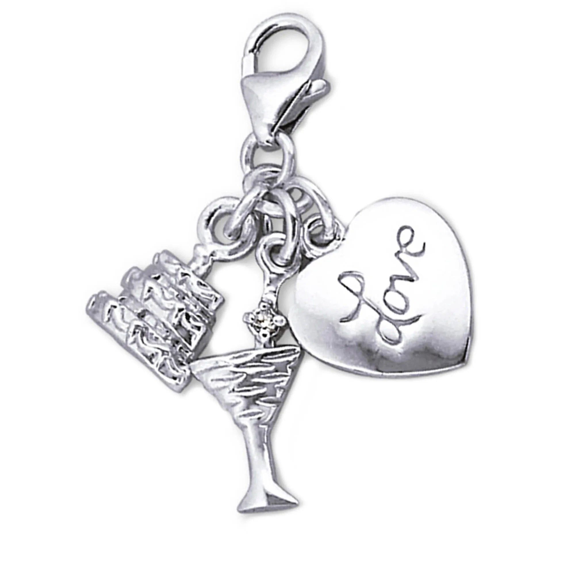 schmuck23 Charm-Einhänger Charm Anhänger Liebe Sekt 925 Silber, Bettelarmband