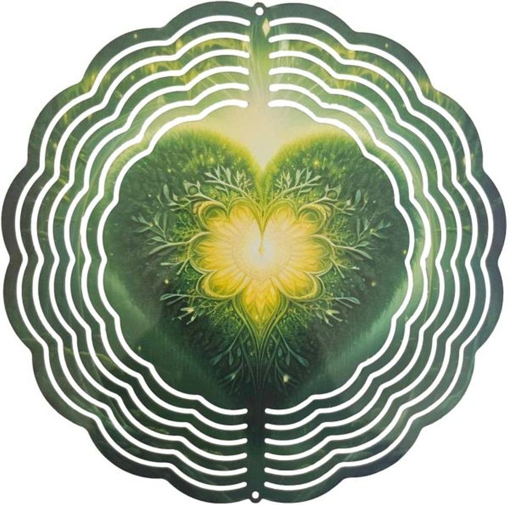 Ladreas Windspiel Edelstahl 3D Windspiel Windspinner 20cm Herz Natur 2 WI332