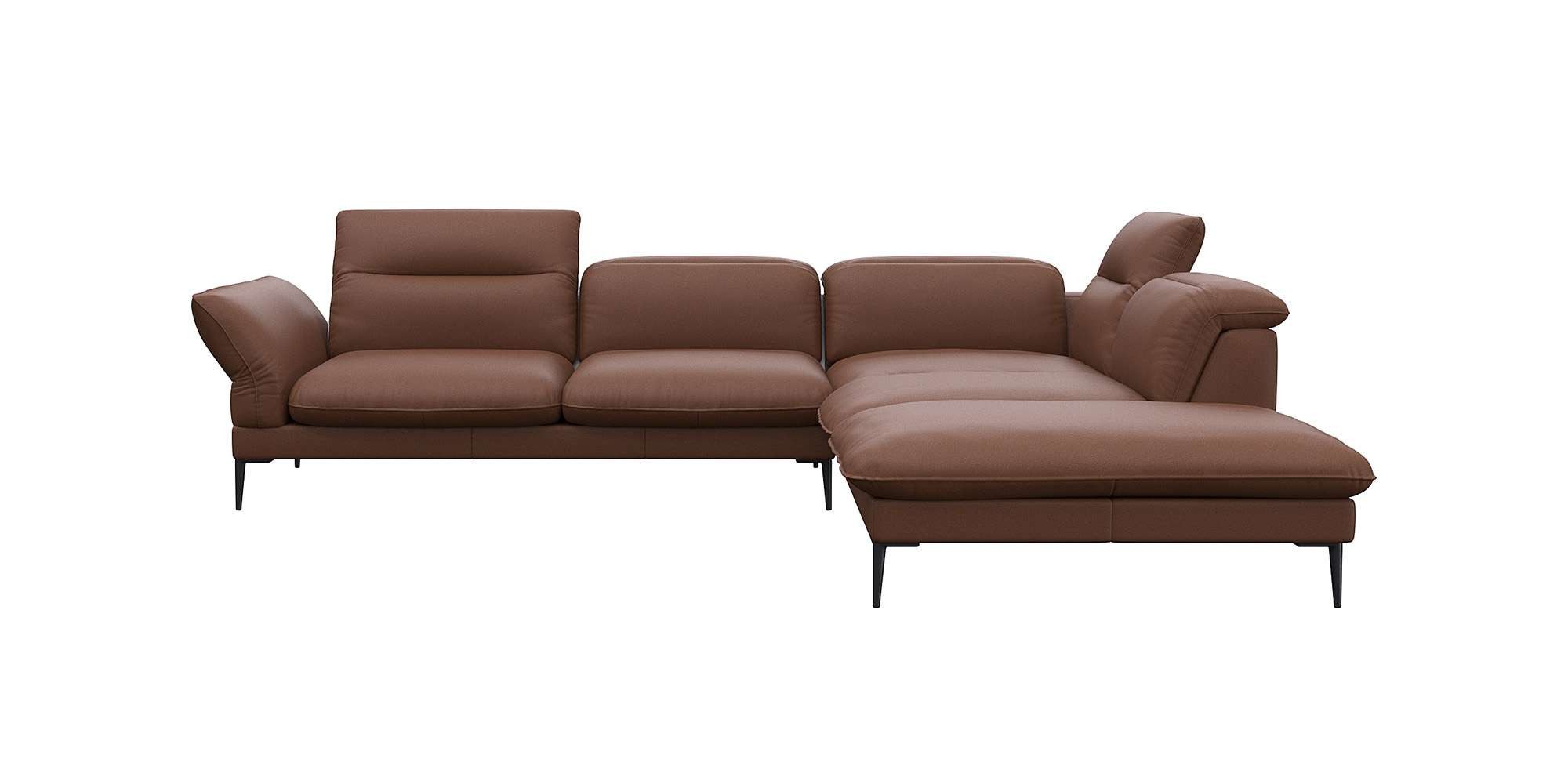 FLEXLUX Ecksofa Salino, Funktionssofa mit Ottomane, Relaxsofa, Ecksofa, Sofa mit Arm- und Kopfteil-Verstellungen, Kaltschaum & Stahl-Wellen