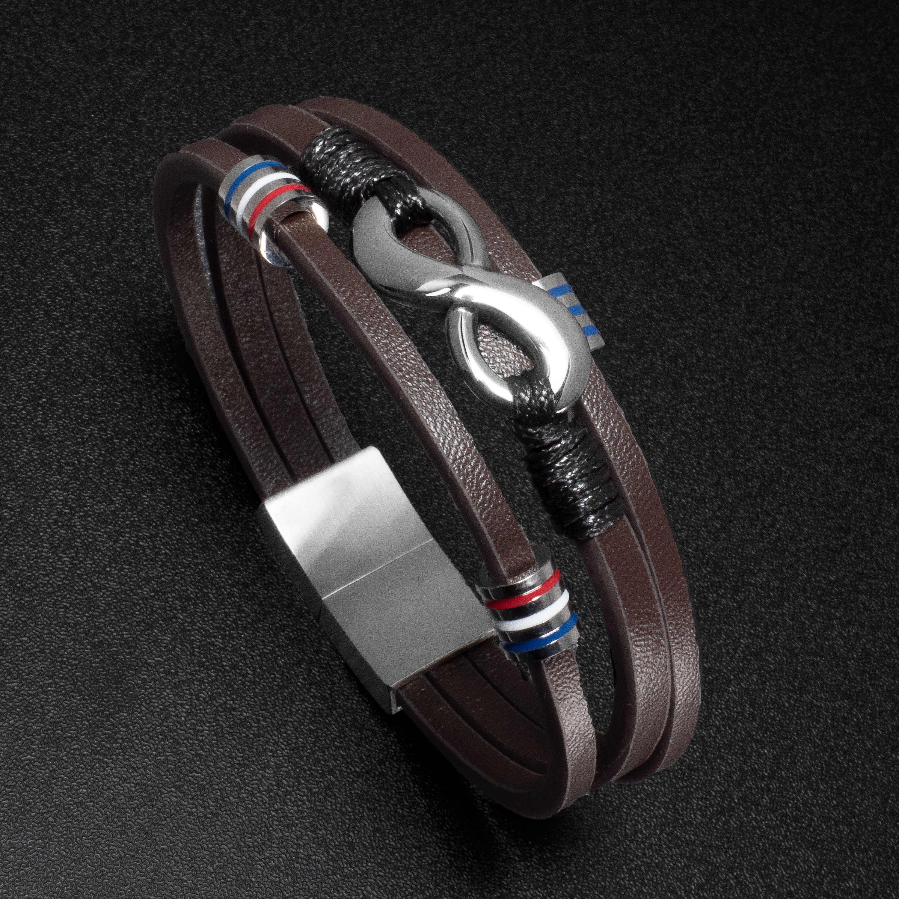 UNIQAL.de Lederarmband Unendlichkeit Leder Armband "EIGHT SILVER" Herren (U günstig online kaufen