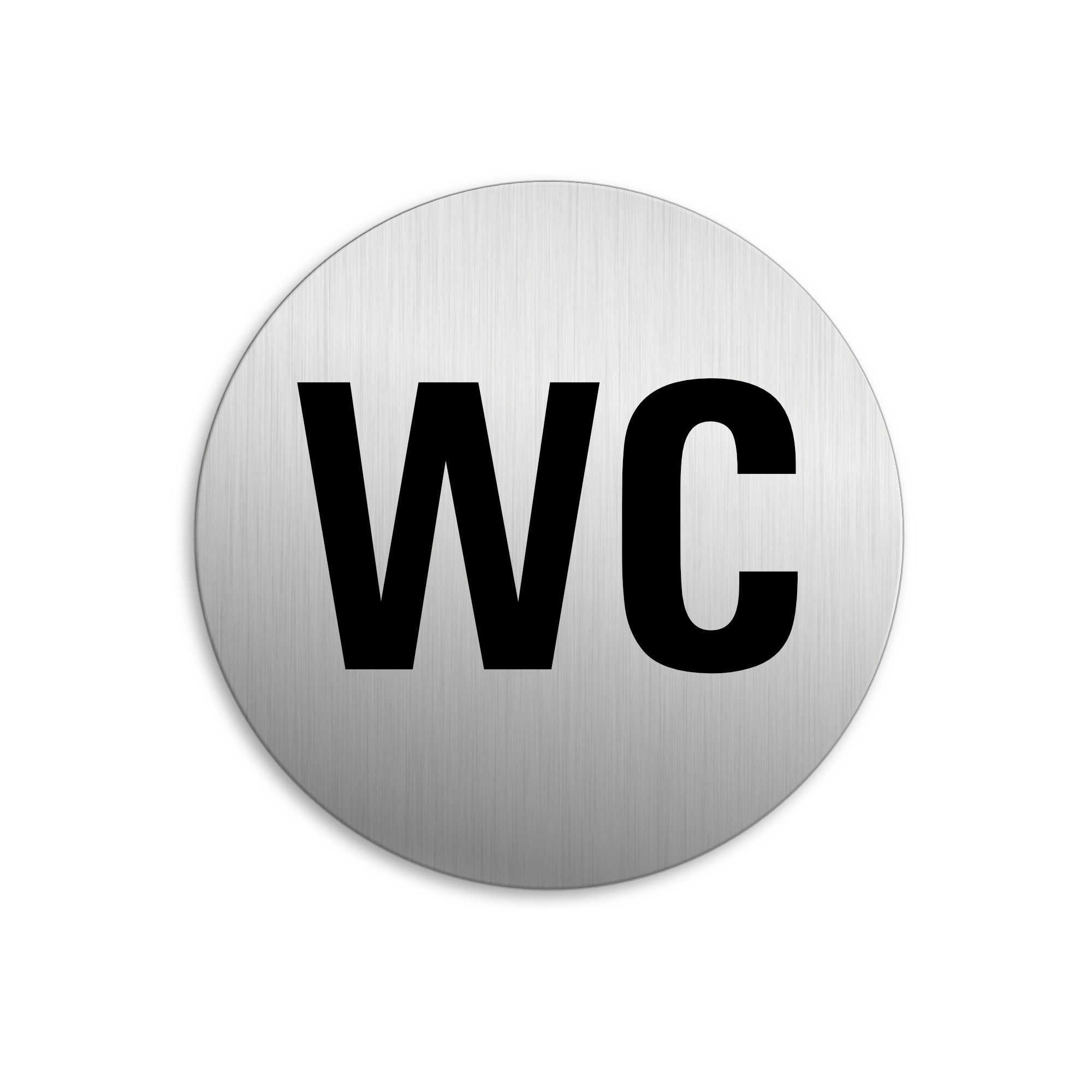 OFFORM DESIGN Hinweisschild WC Toilettenschild Ø 75 mm Aluminium Edelstahloptik selbstklebend, (1 St)
