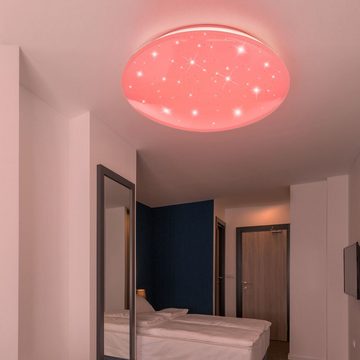 Globo LED Deckenleuchte, LED-Leuchtmittel fest verbaut, Warmweiß, Farbwechsel, RGB LED Decken Leuchte Schlaf Zimmer Sternen Himmel Effekt Lampe