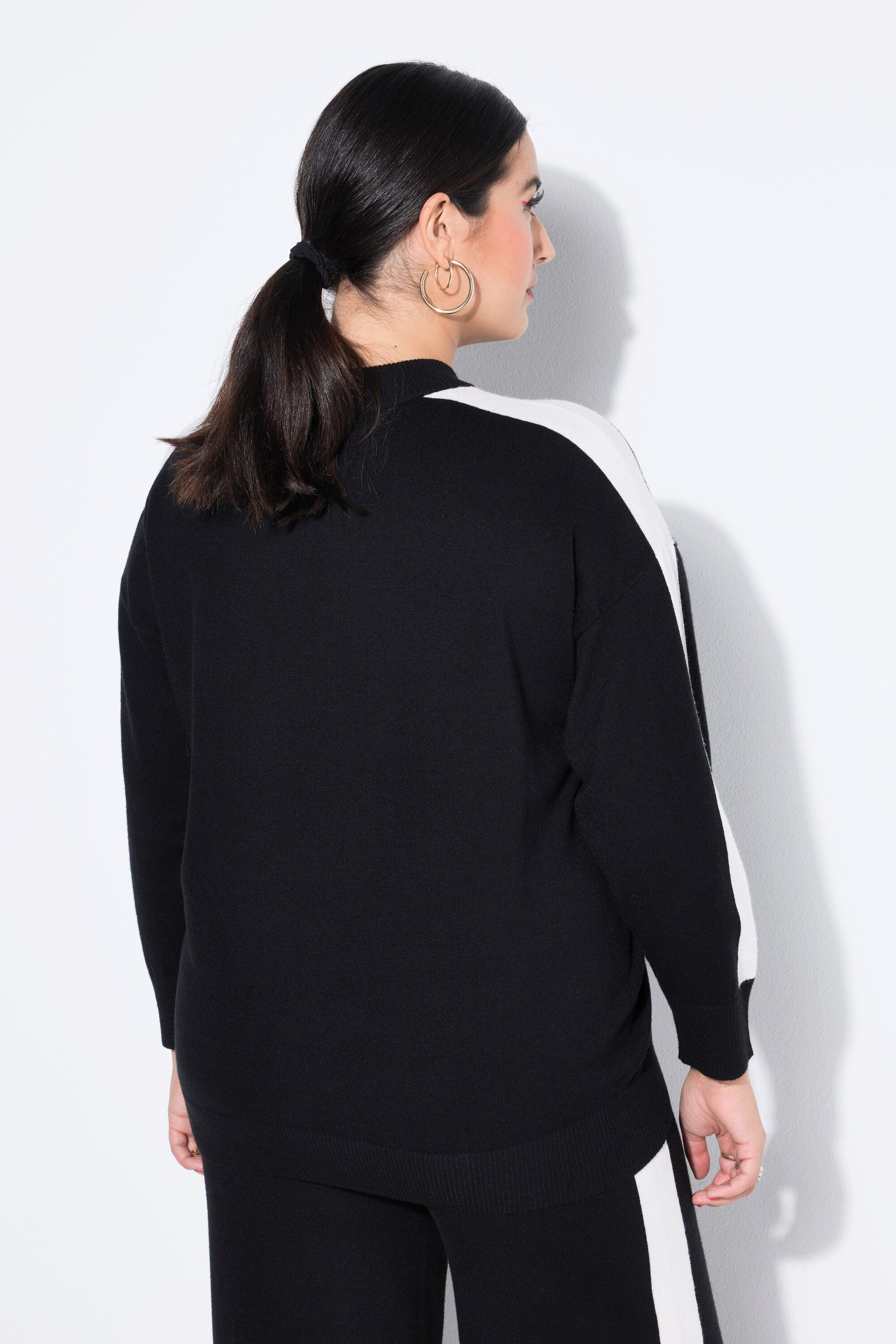 Studio Untold Strickpullover Pullover oversized Ärmelstreifen Ballon-Langarm