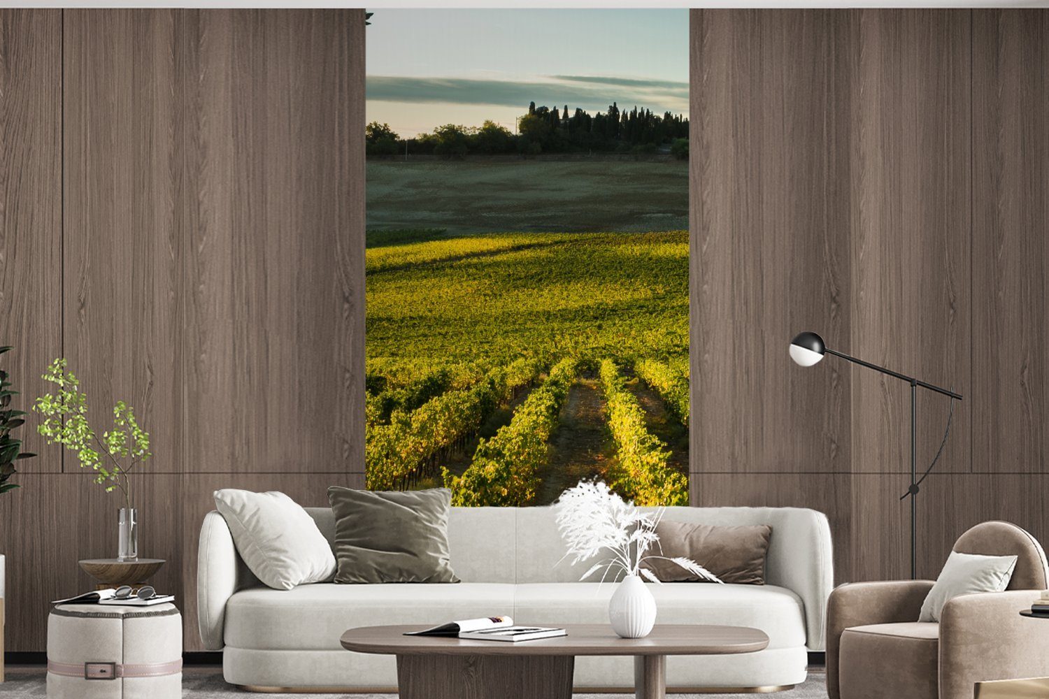 Matt, für - Toskana Wein, Landschaft (2 Küche, St), Fototapete - MuchoWow bedruckt, Wohnzimmer Schlafzimmer Fototapete Vliestapete